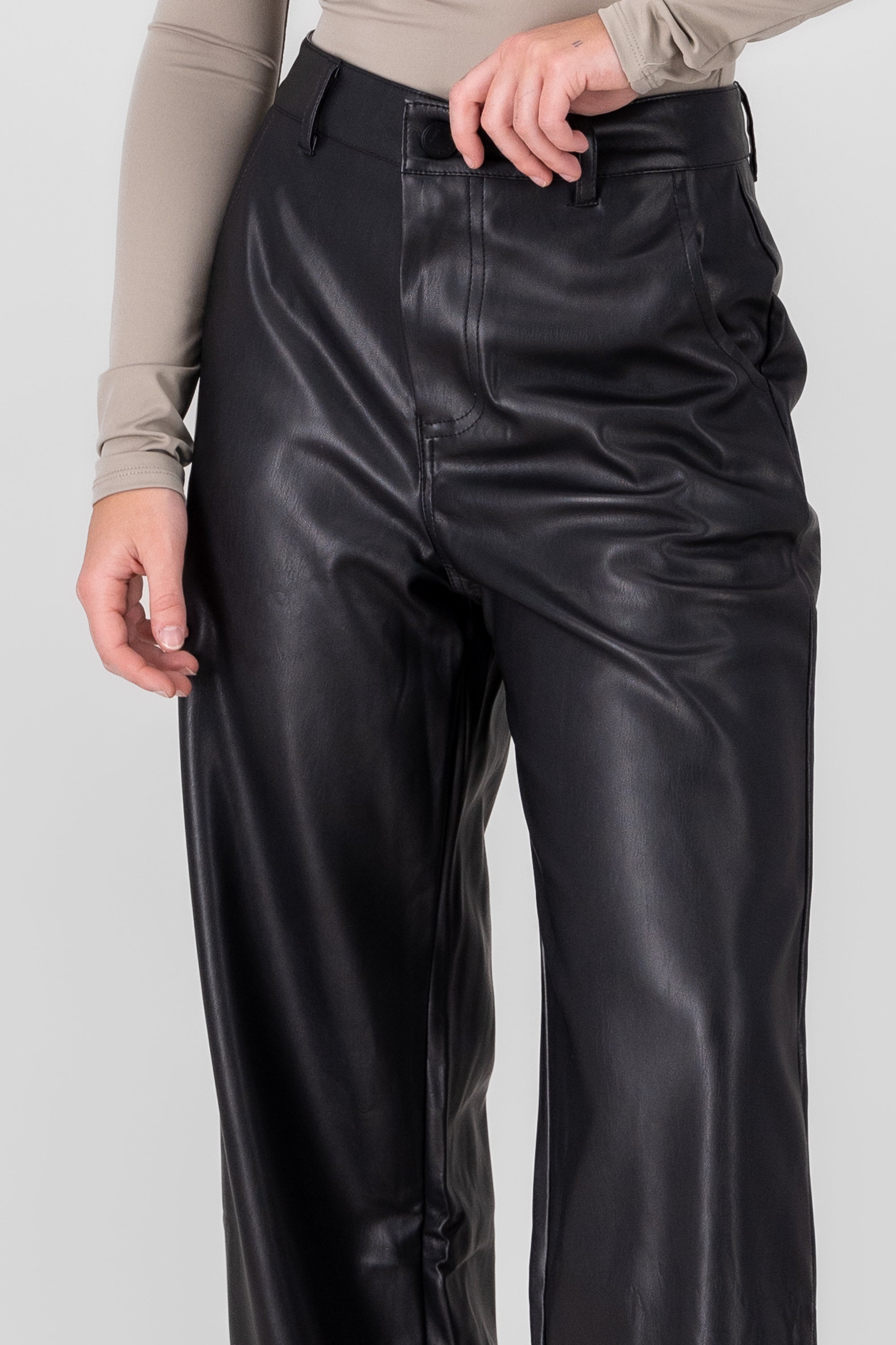 Faux Leather Pants BLACK