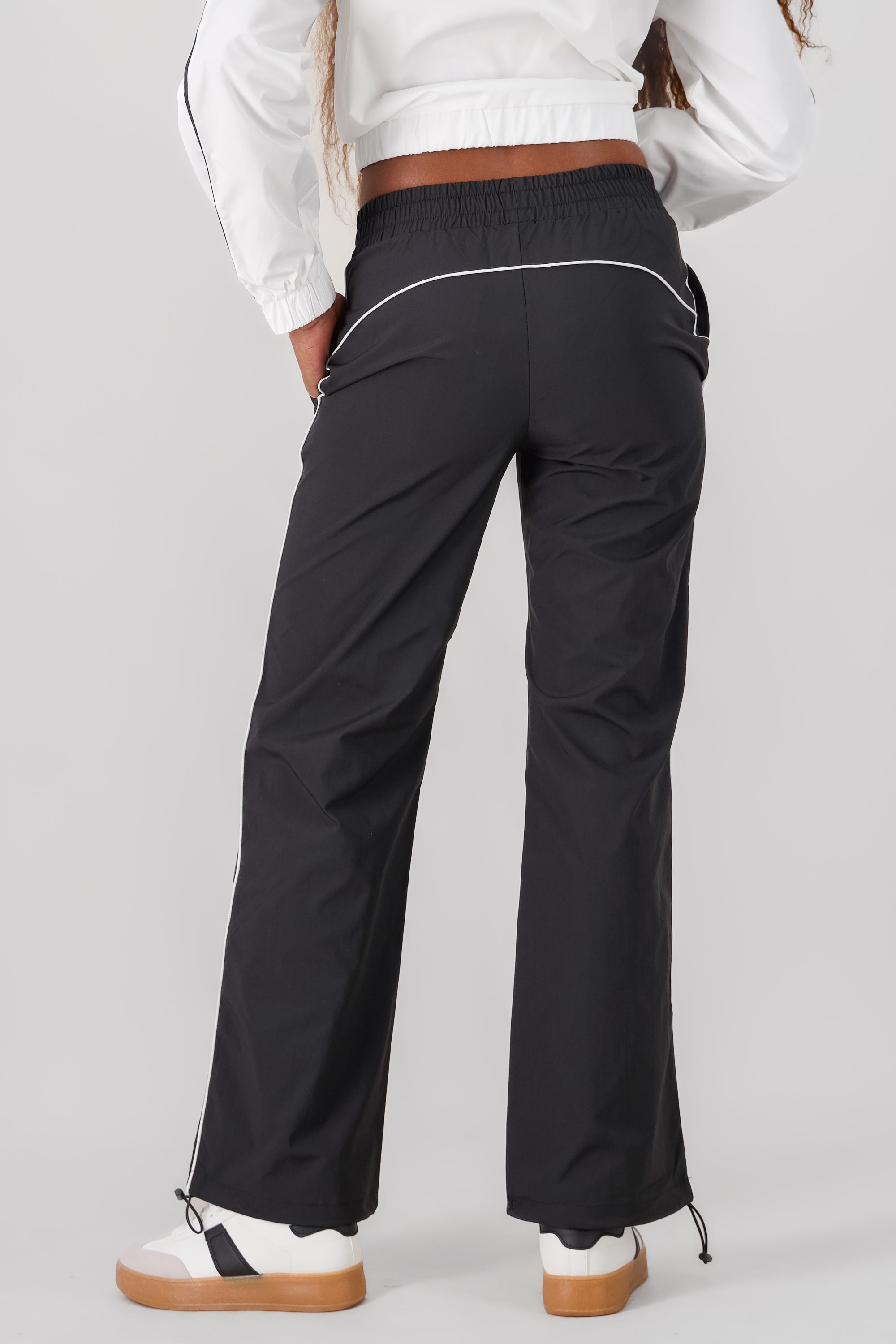 Solid Contrast Detail Pants BLACK COMBO