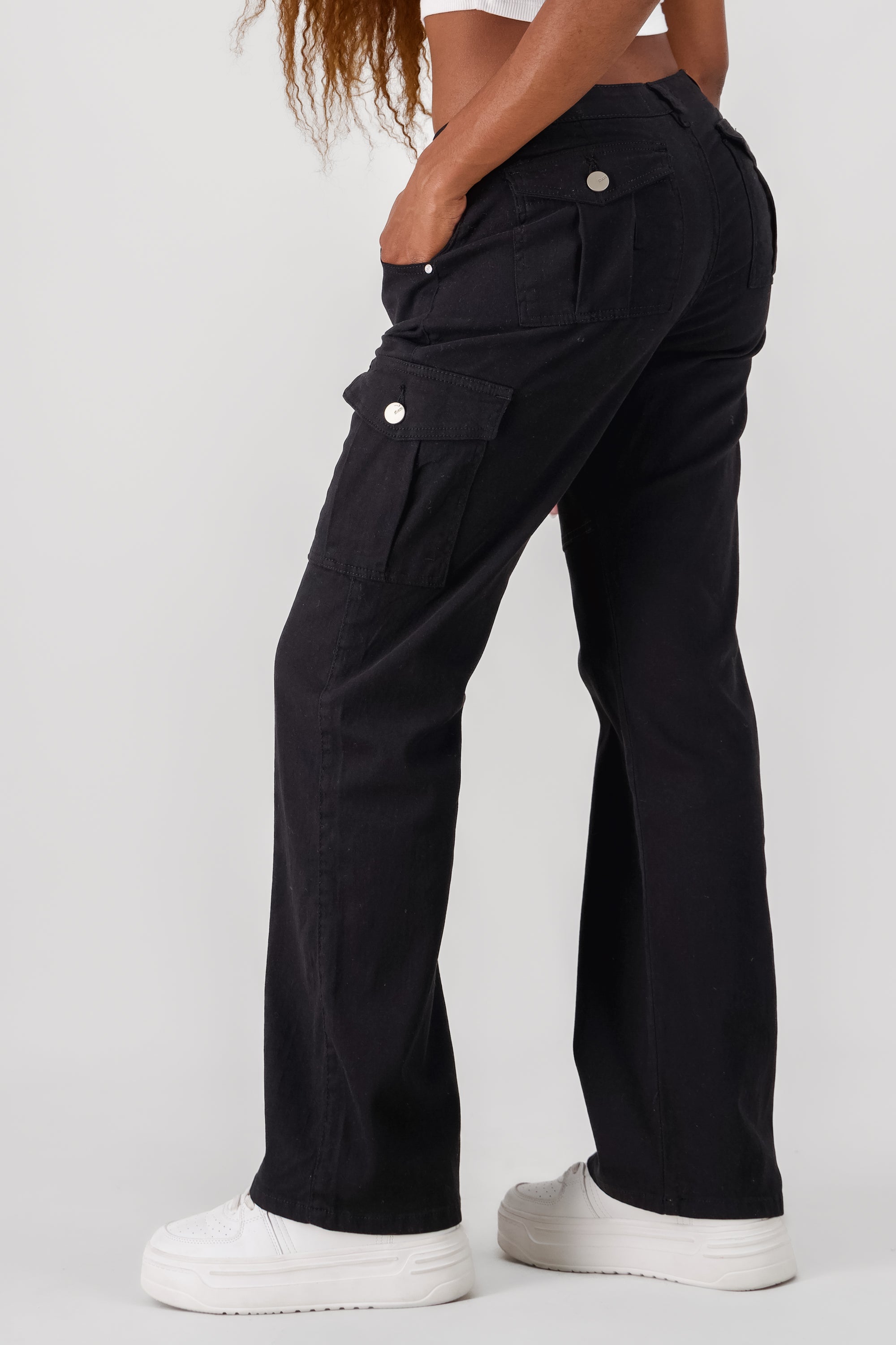 Wide Leg Cargo Jeans BLACK