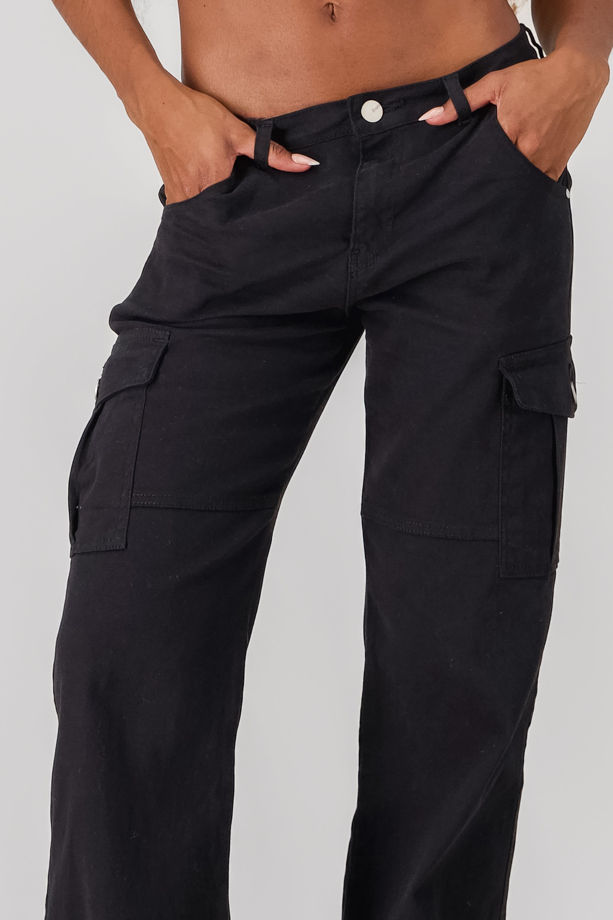 Wide Leg Cargo Jeans BLACK