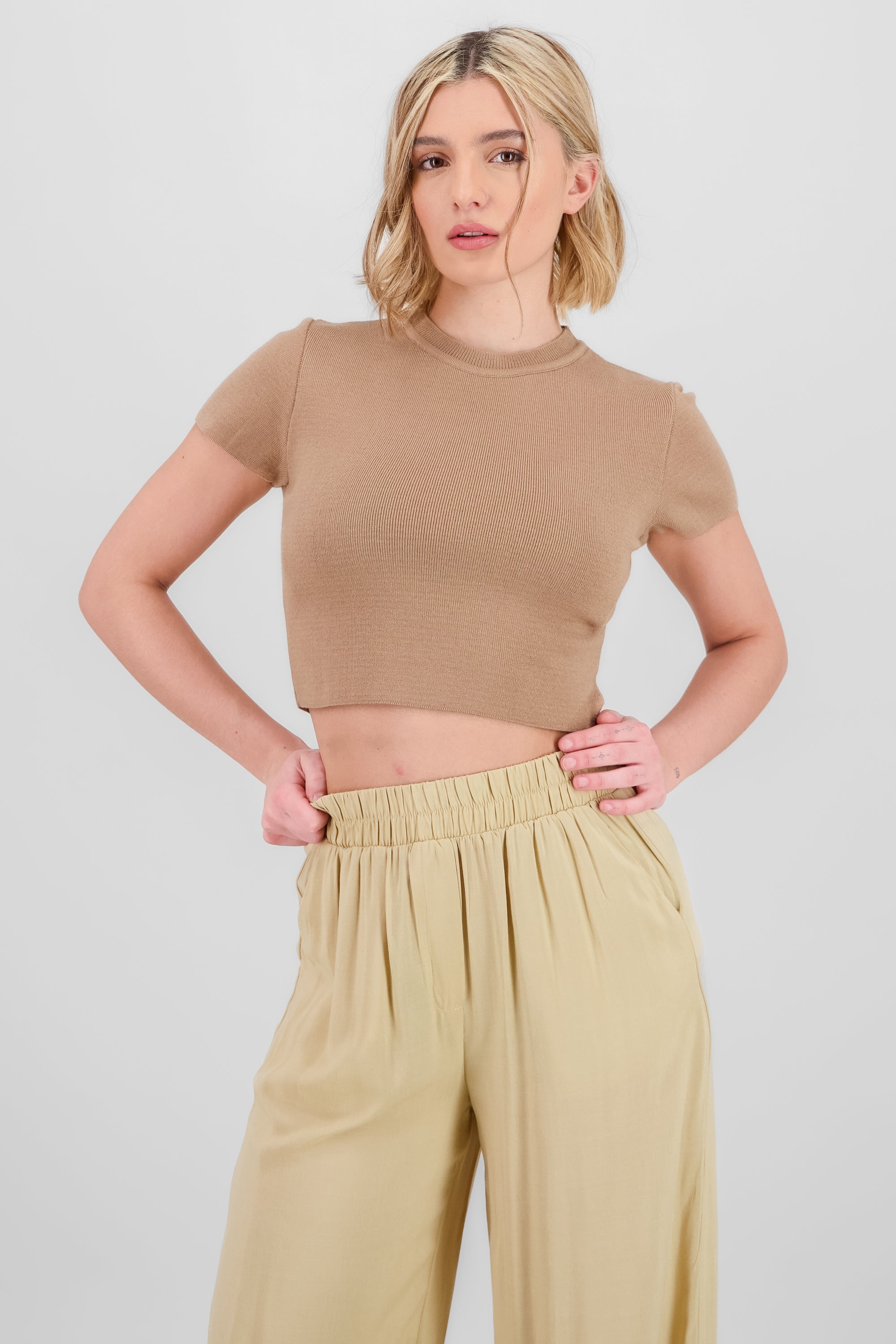 Knit Crop Top CAMEL