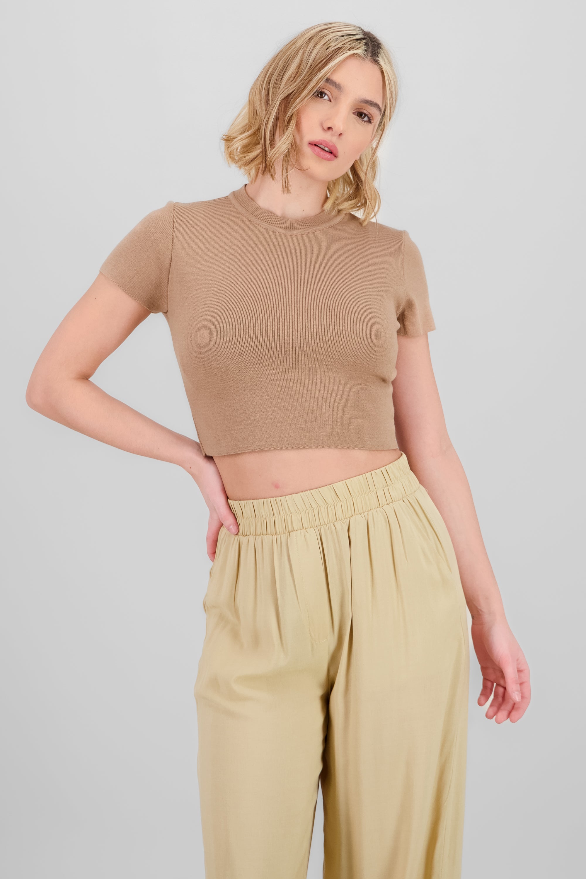 Knit Crop Top CAMEL