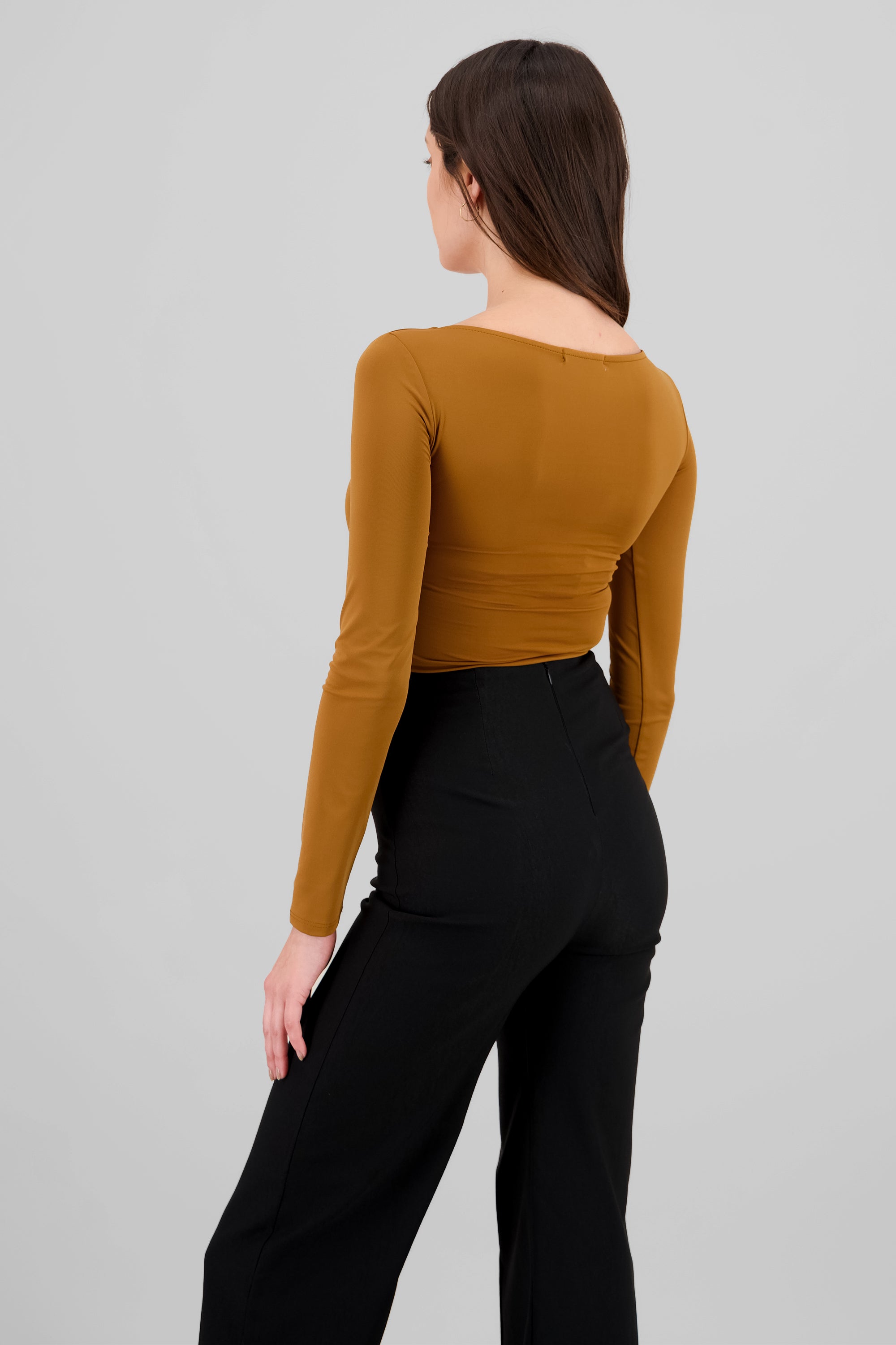 Solid Long Sleeve Top CAMEL