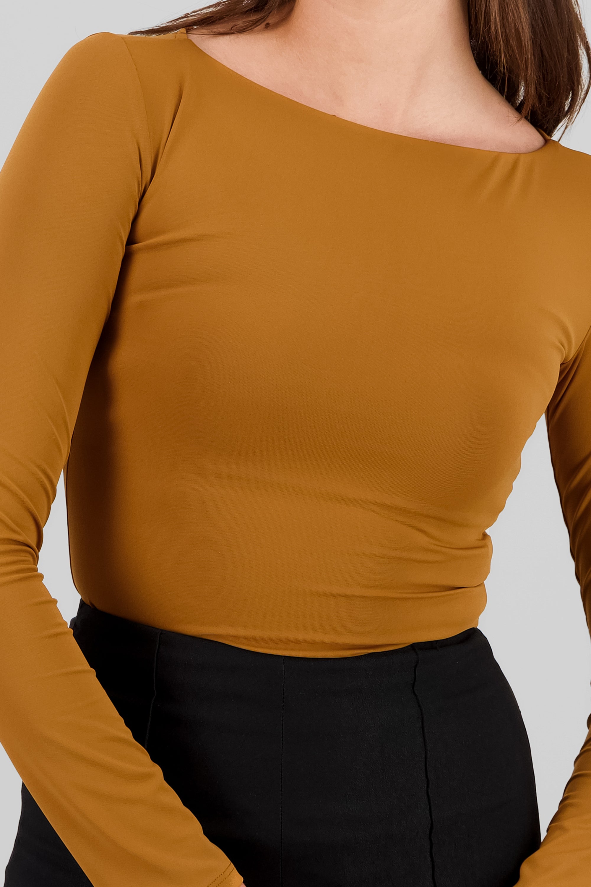 Solid Long Sleeve Top CAMEL