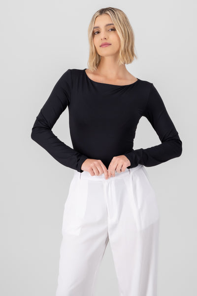 Solid Long Sleeve Top WHITE