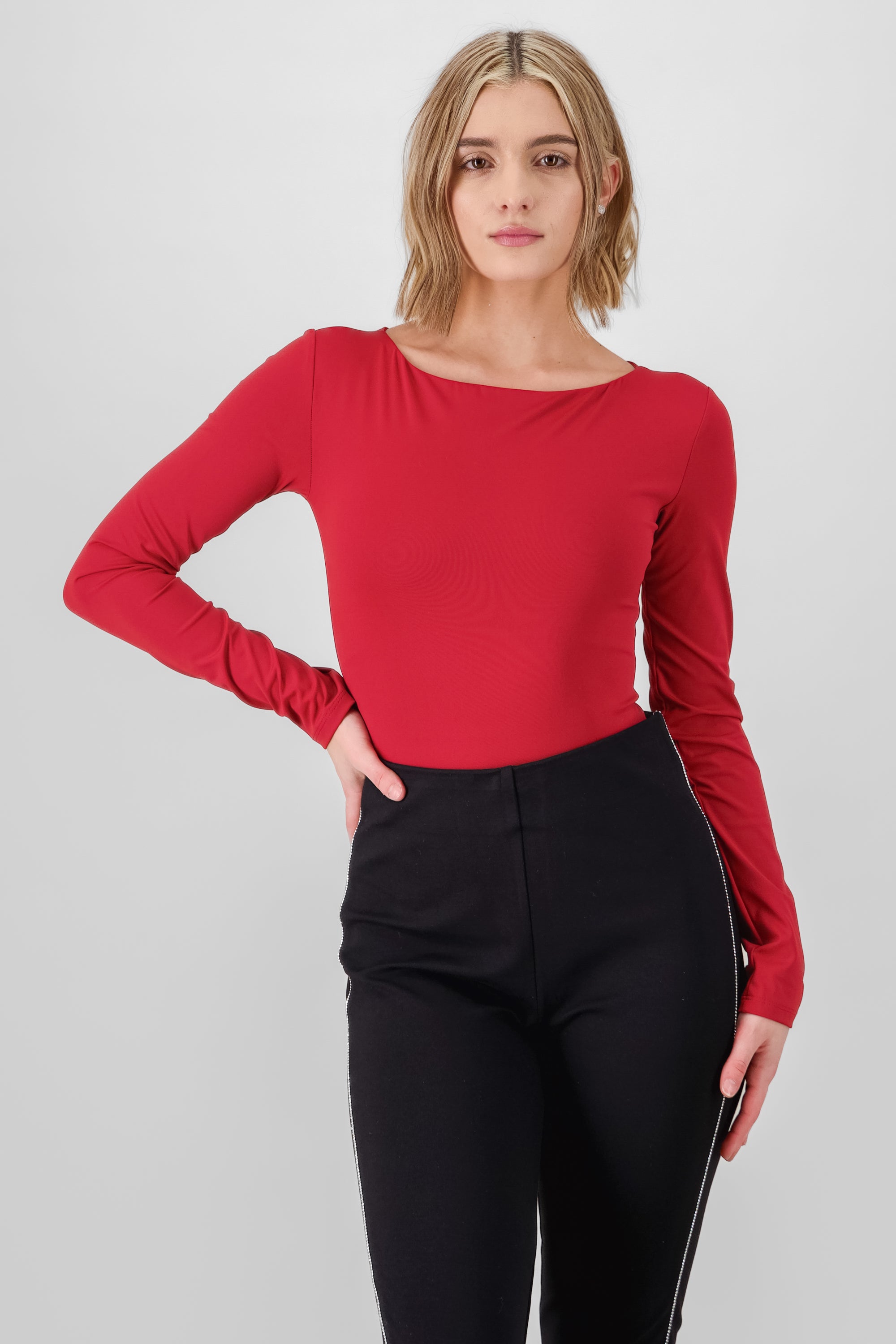 Solid Long Sleeve Top BURNT RED