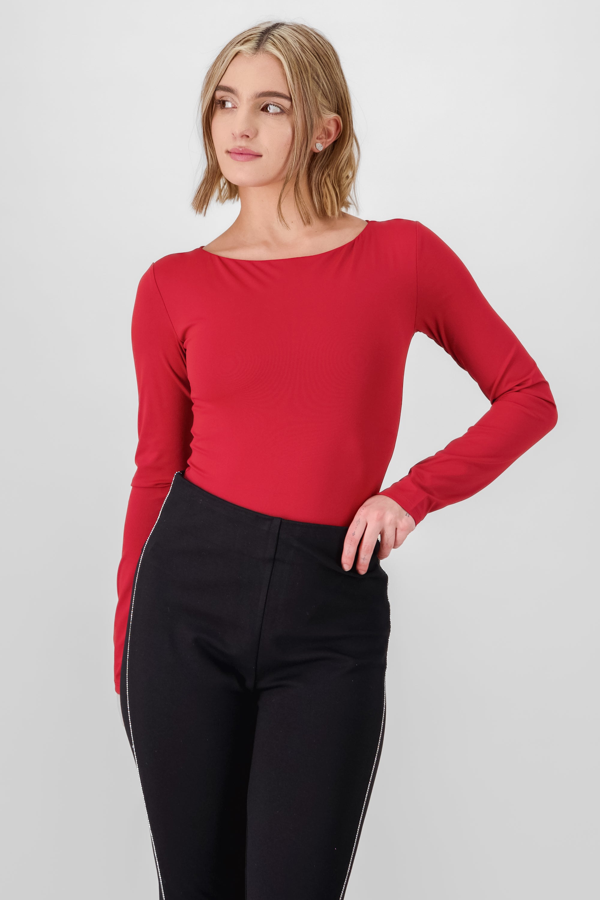 Solid Long Sleeve Top BURNT RED