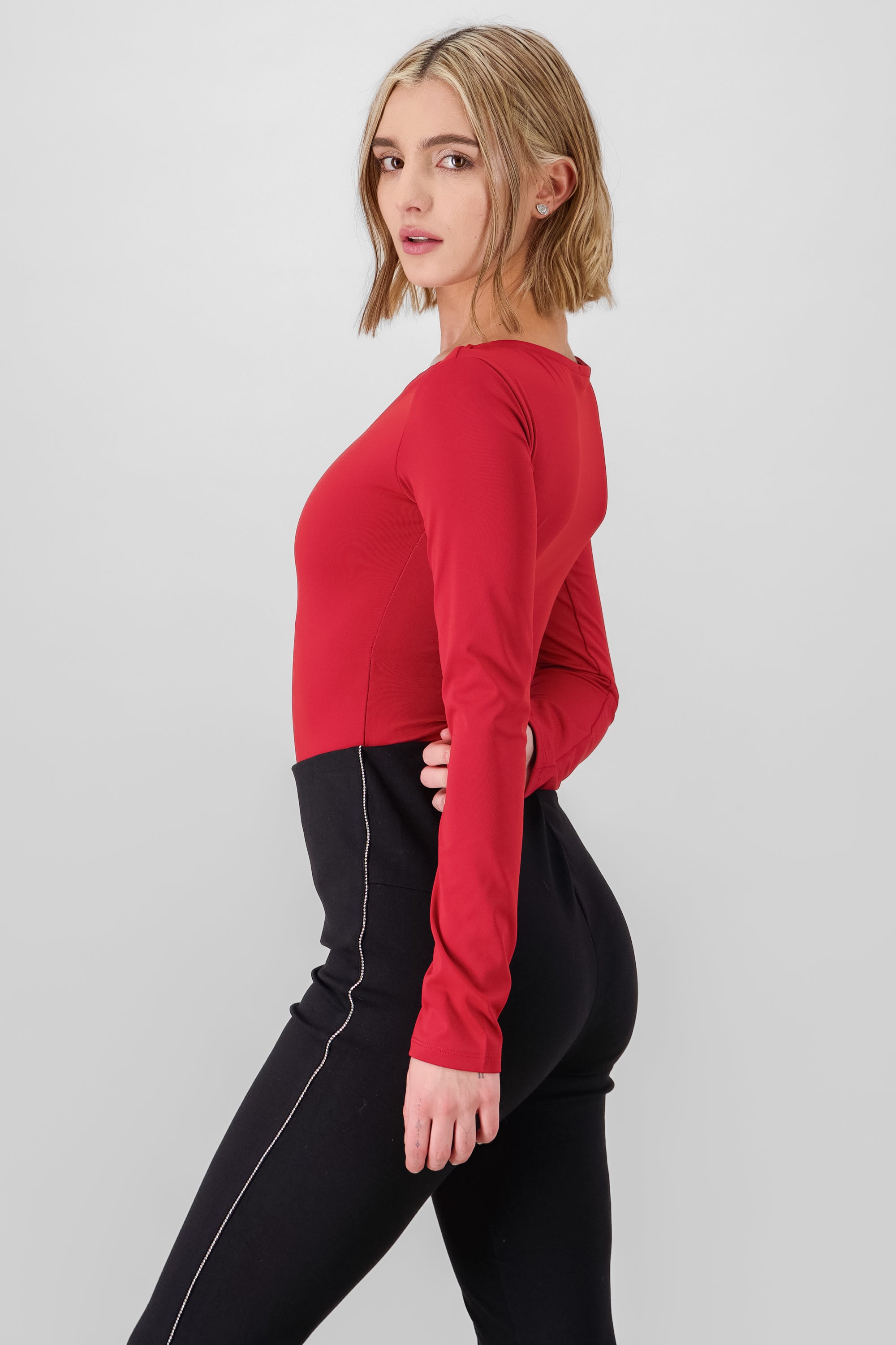 Solid Long Sleeve Top BURNT RED