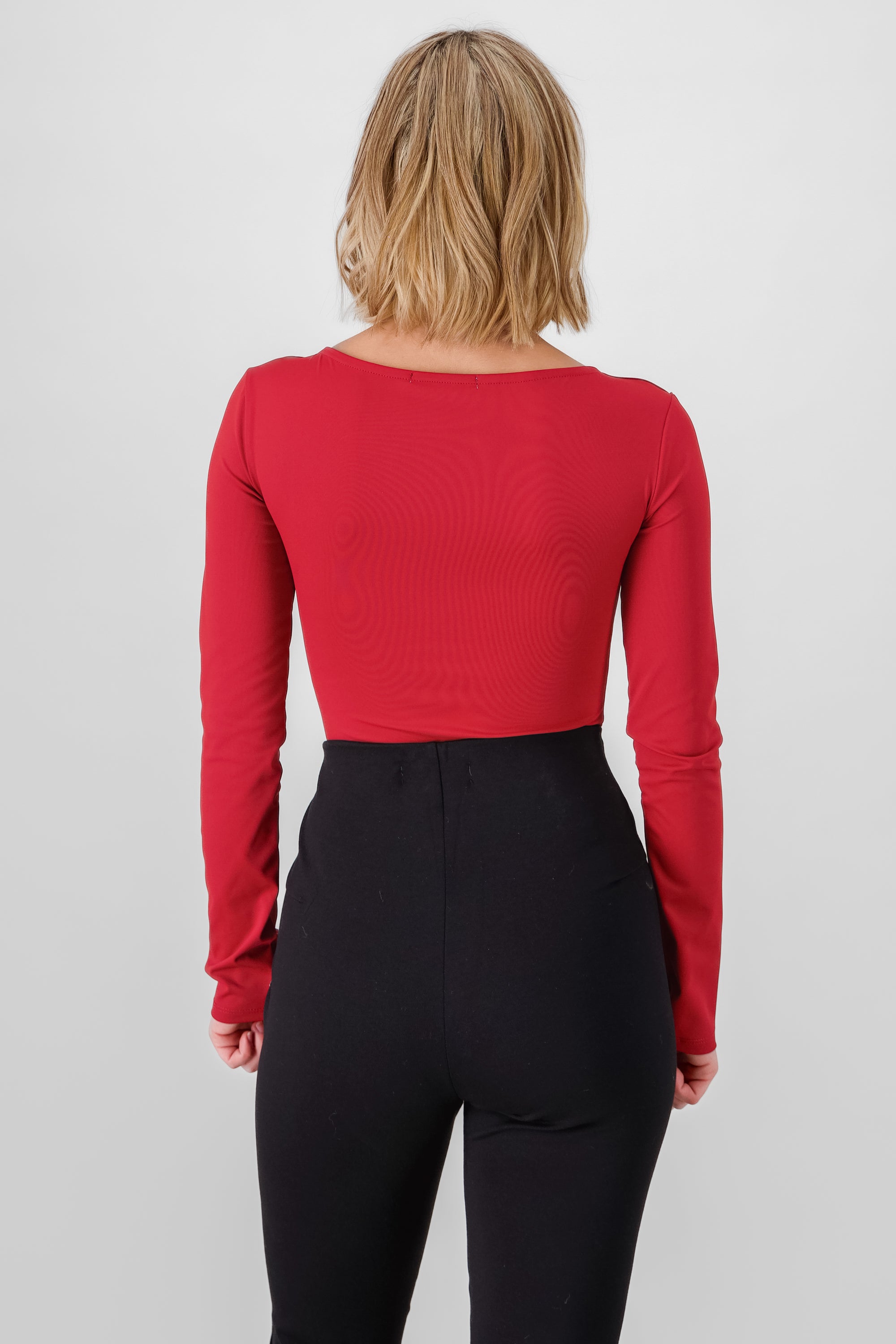 Solid Long Sleeve Top BURNT RED