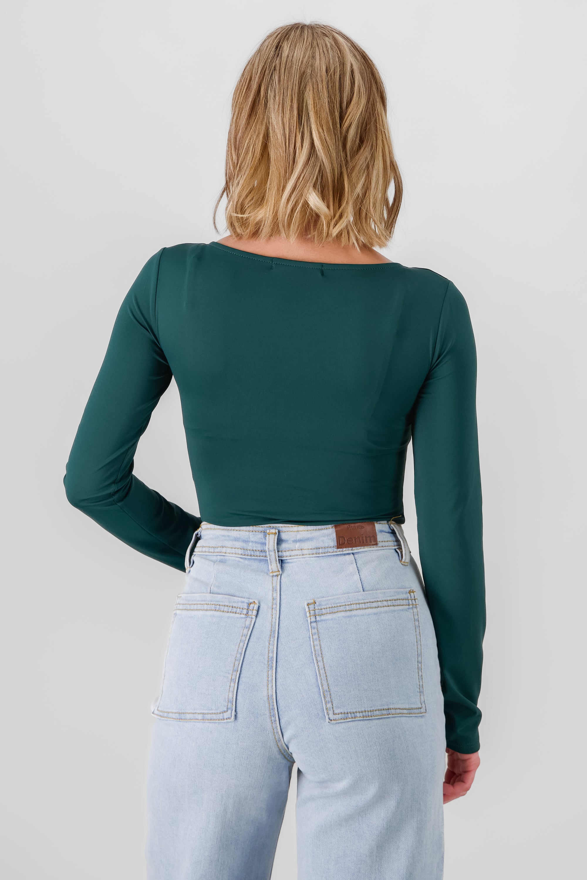 Solid Long Sleeve Top FOREST GREEN