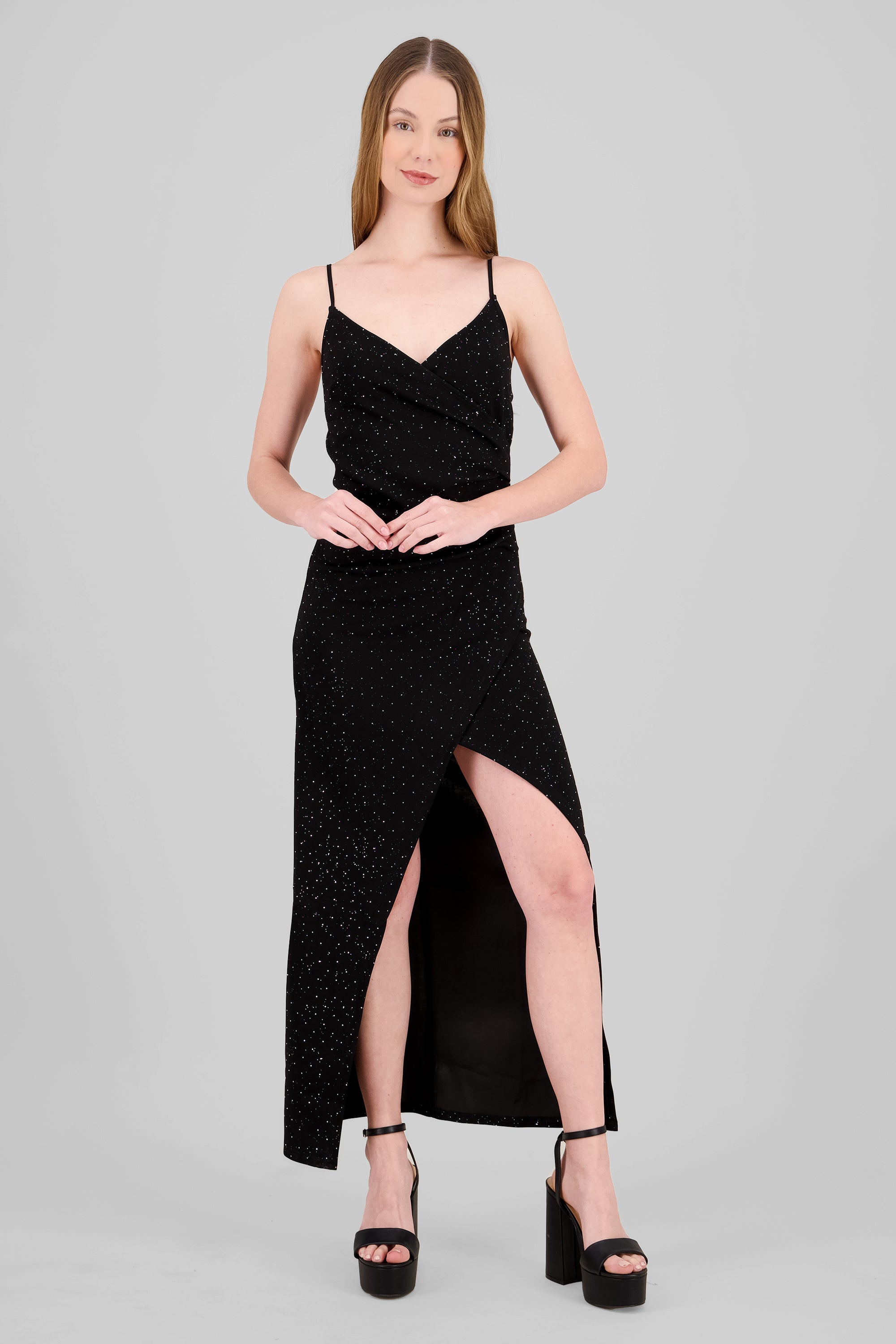 Sparkle Wrap Dress BLACK