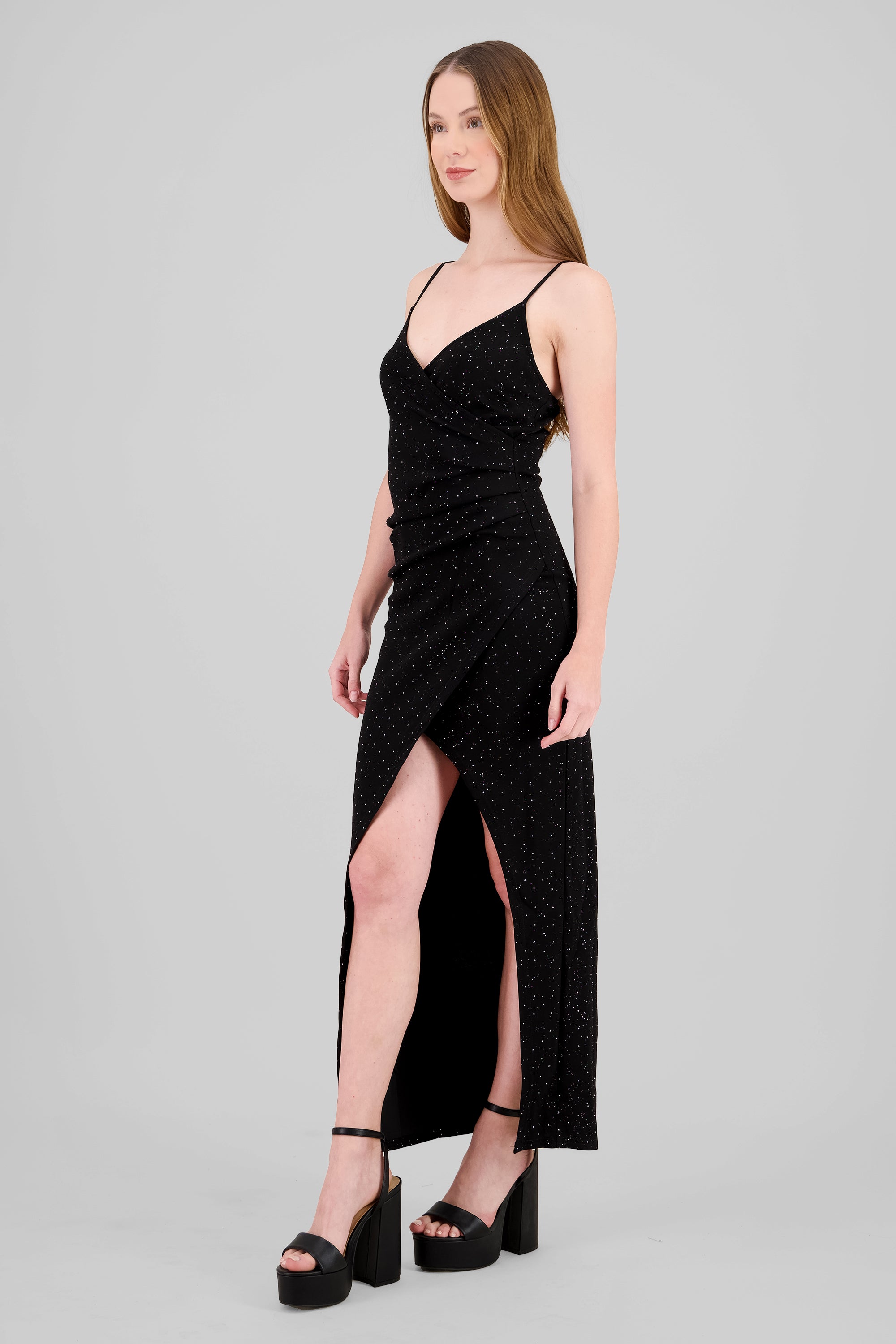 Sparkle Wrap Dress BLACK