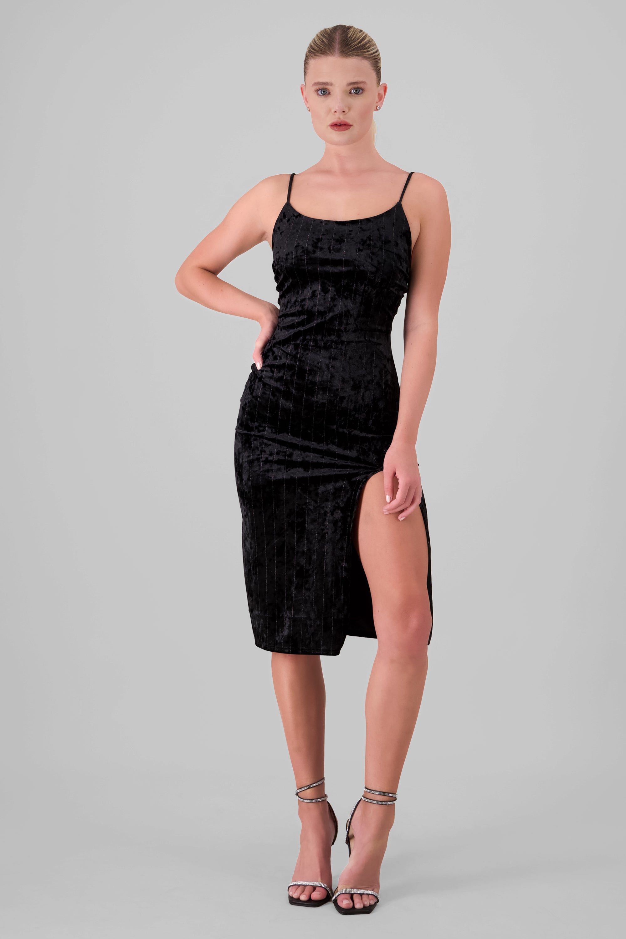 Velvet Midi Dress BLACK COMBO