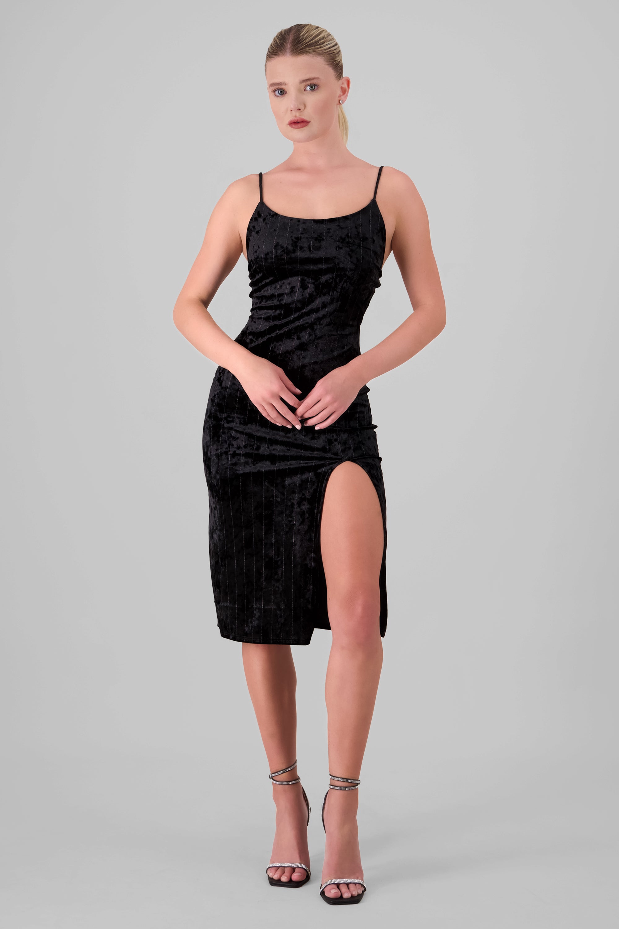 Velvet Midi Dress BLACK COMBO