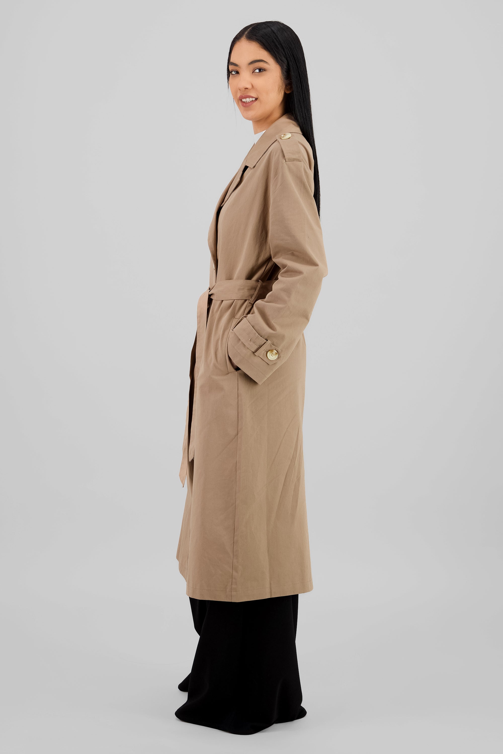 Solid Trench Coat KHAKI