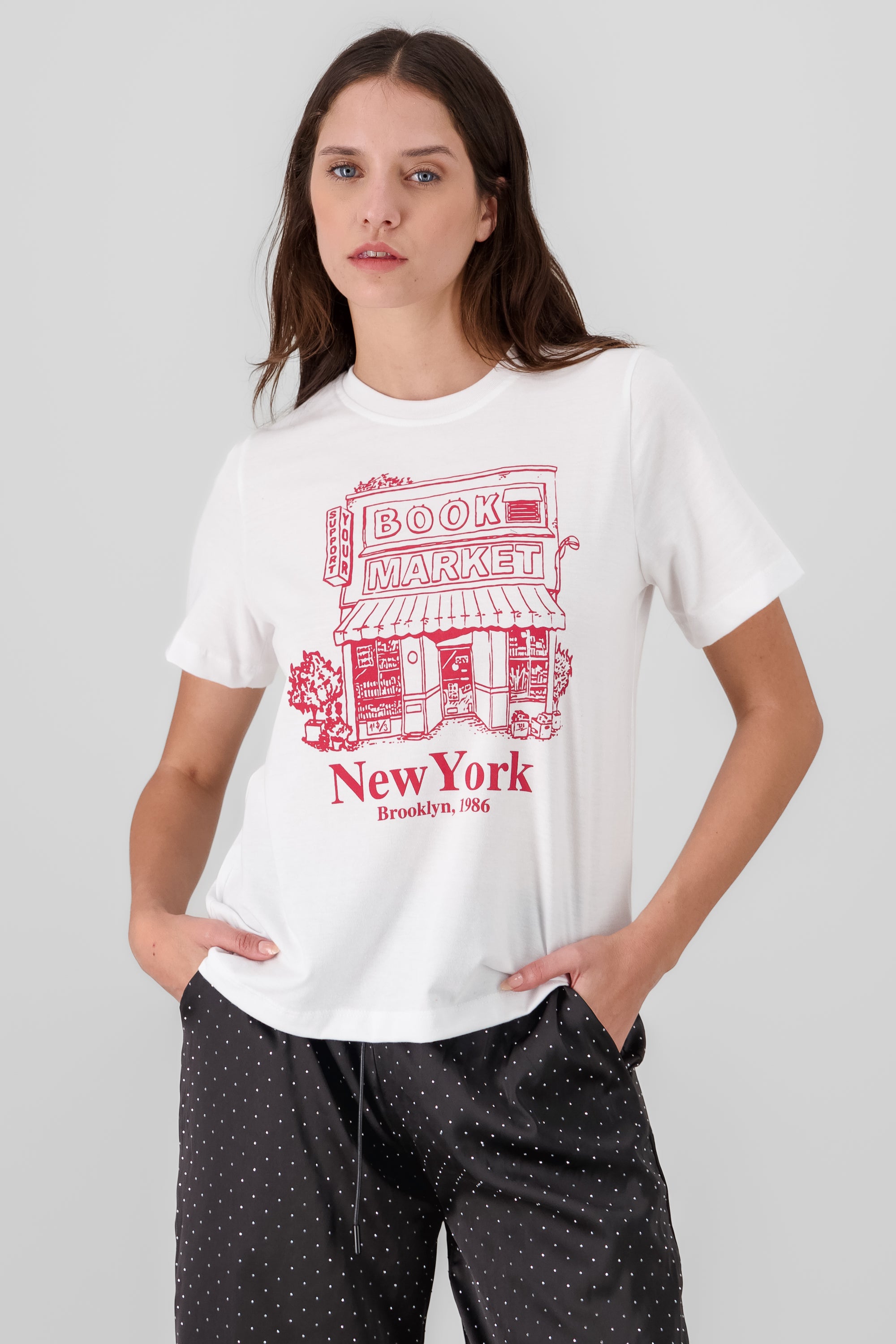 New York Print T Shirt WHITE COMBO