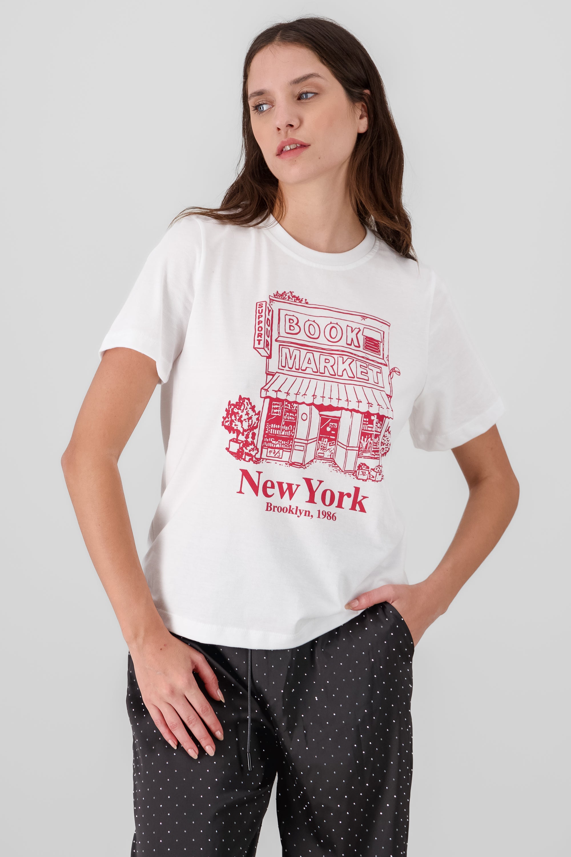 New York Print T Shirt WHITE COMBO