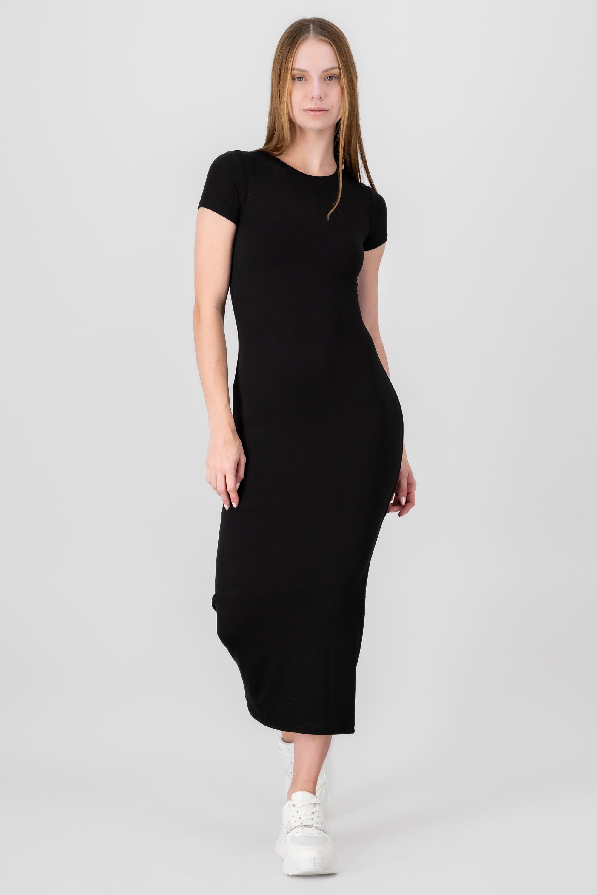 Short Sleeve Maxi Dress BLACK