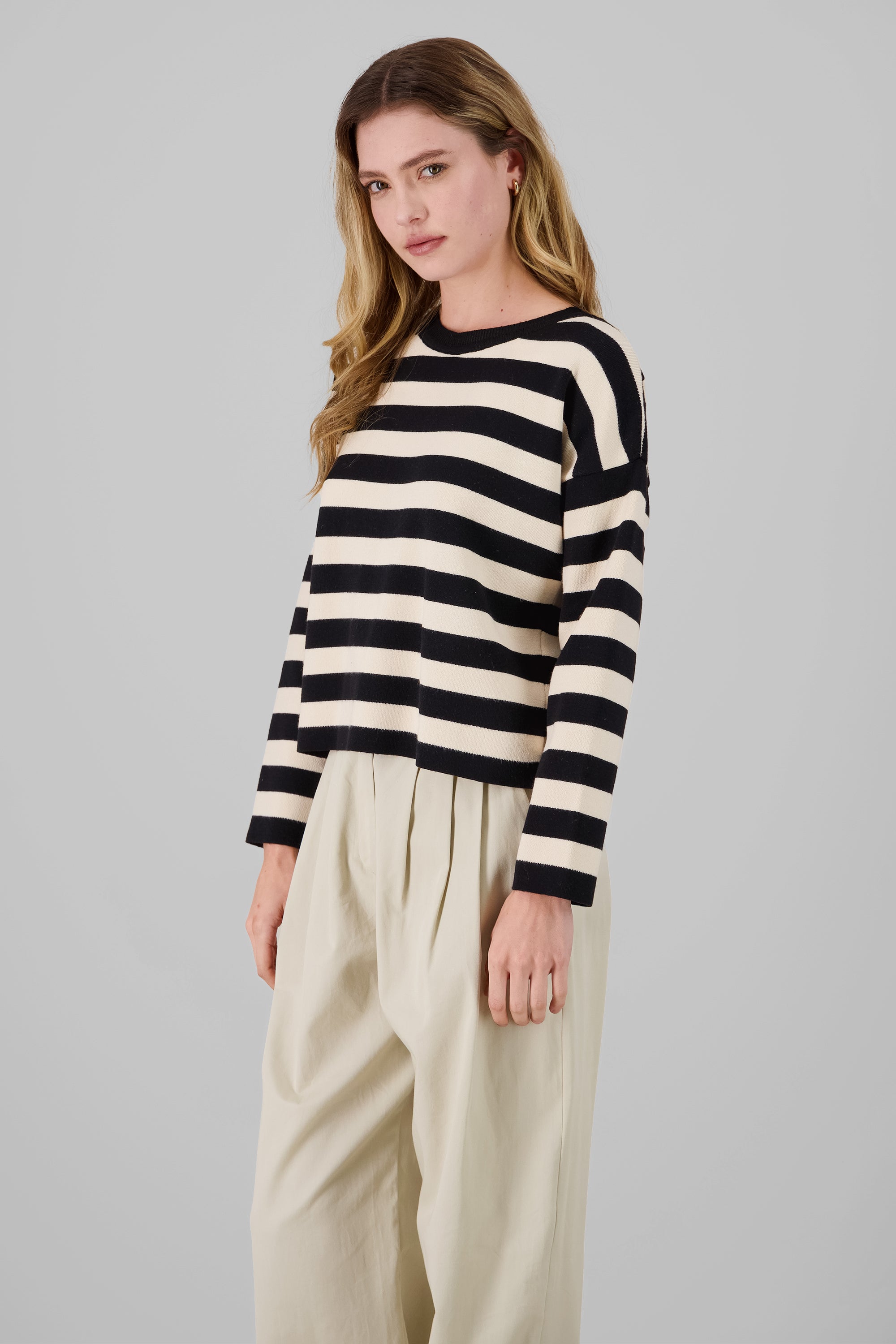 Soft Touch Striped Sweater BONE COMBO