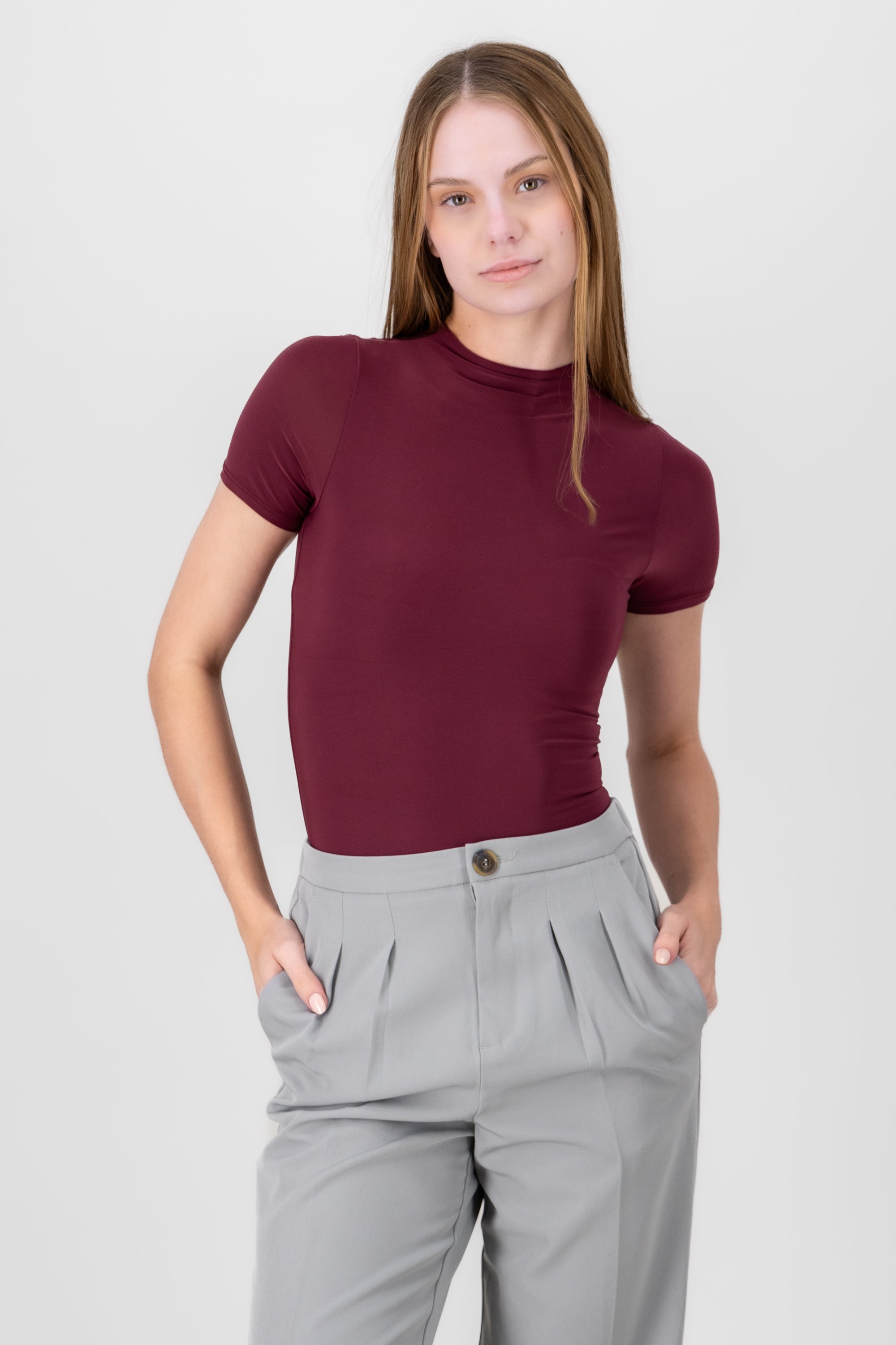 Short Sleeve Bodysuit BURGUNDY