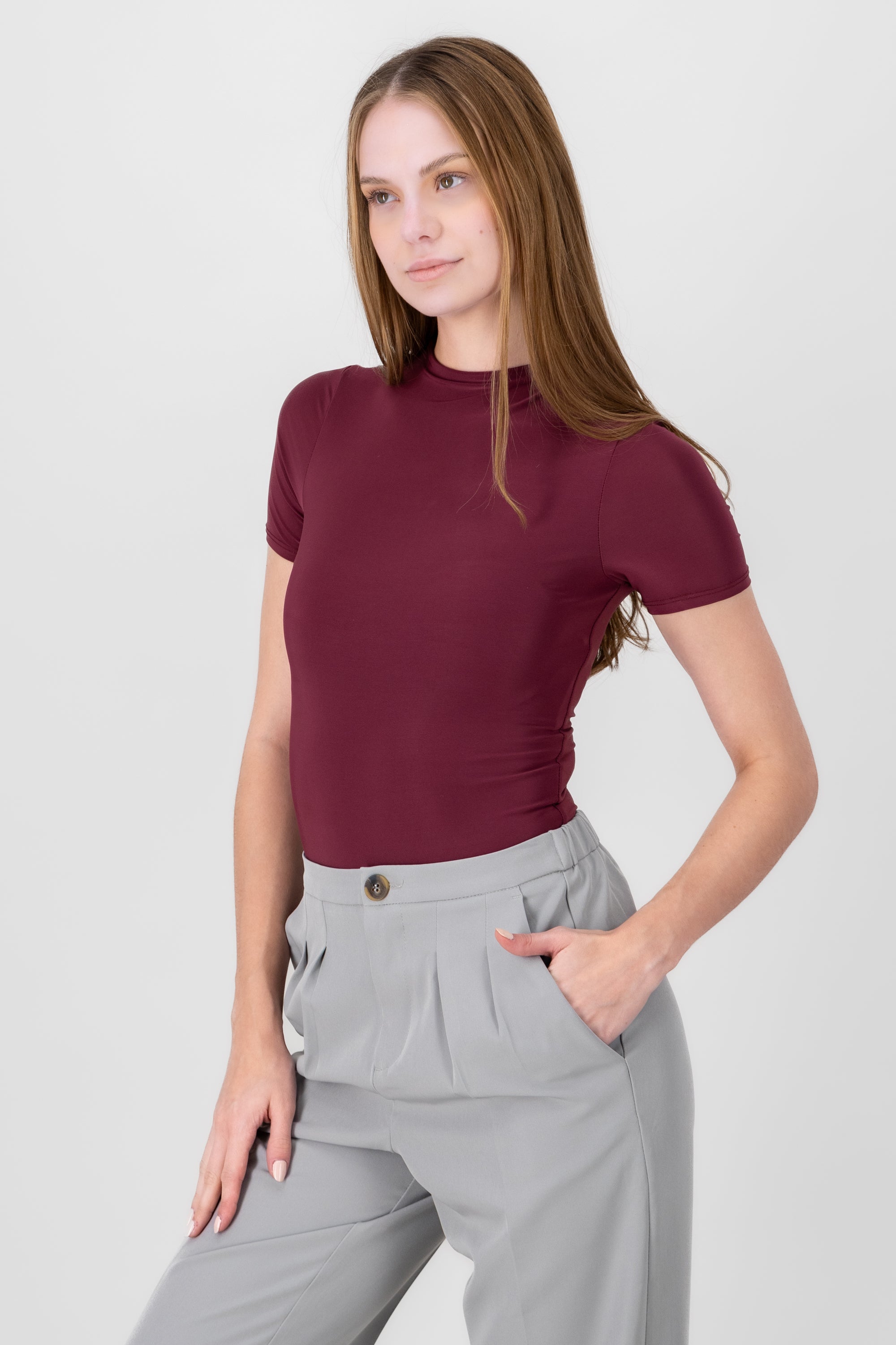 Short Sleeve Bodysuit BURGUNDY