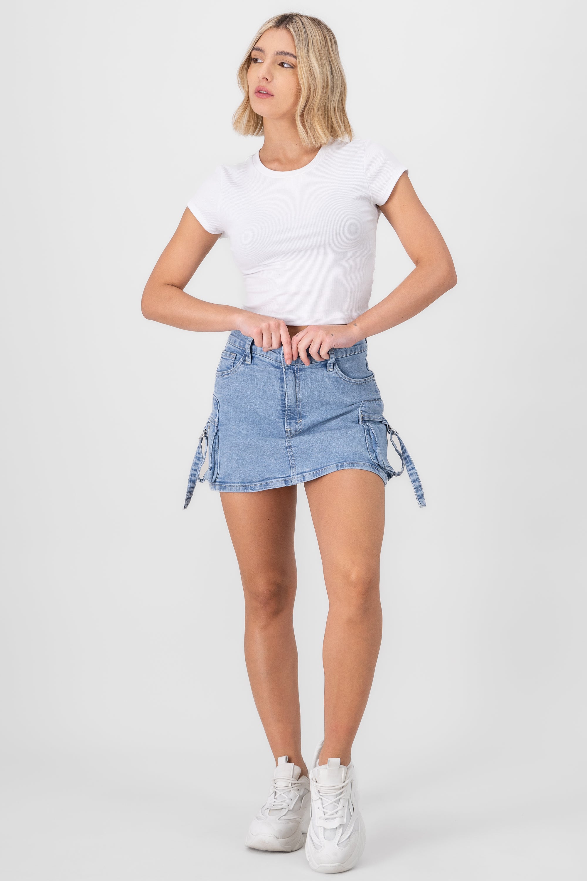 Denim Mini Skort LIGHT ACID WASH