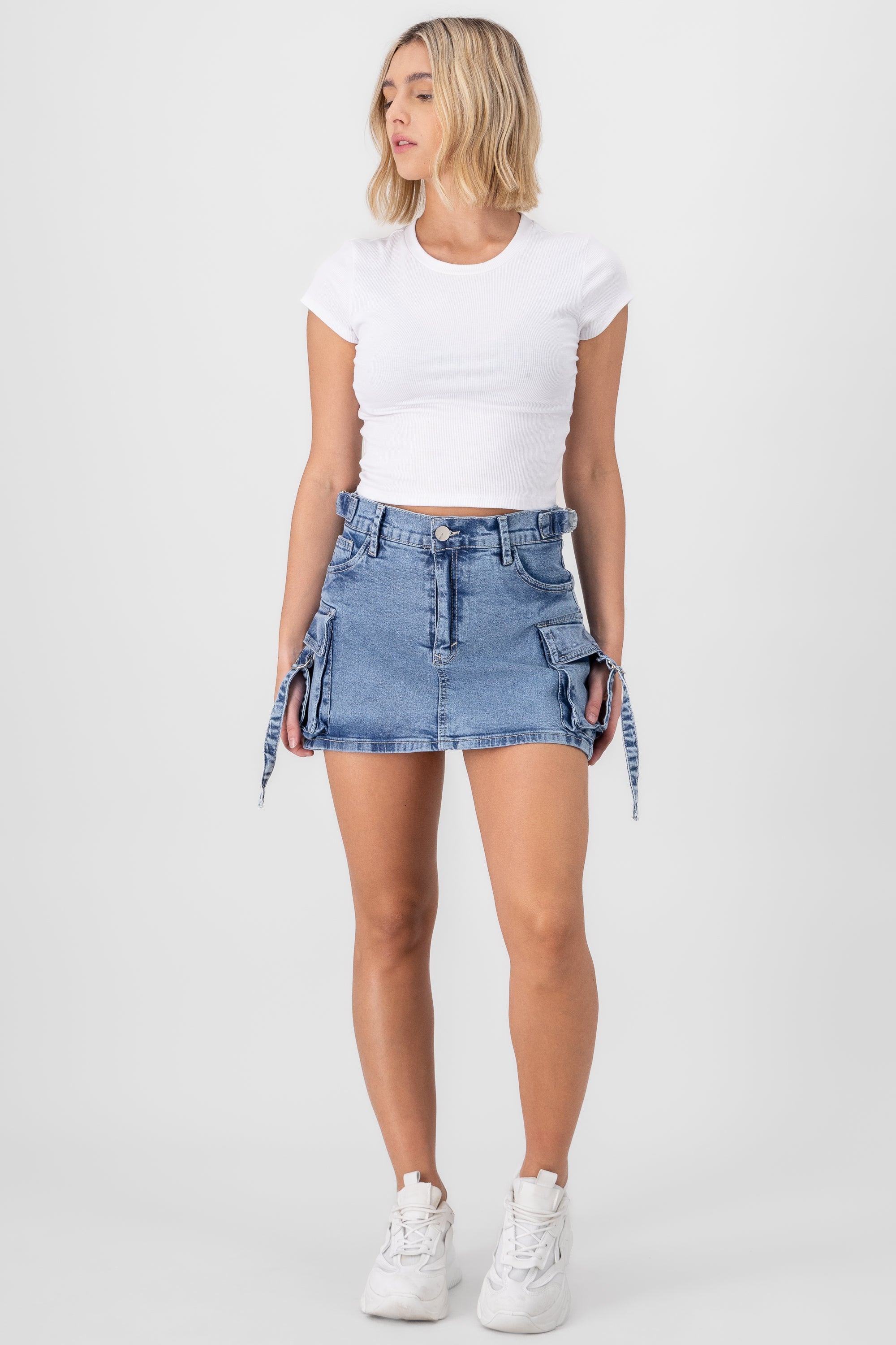 Denim Cargo Skort MEDIUM ACID WASH