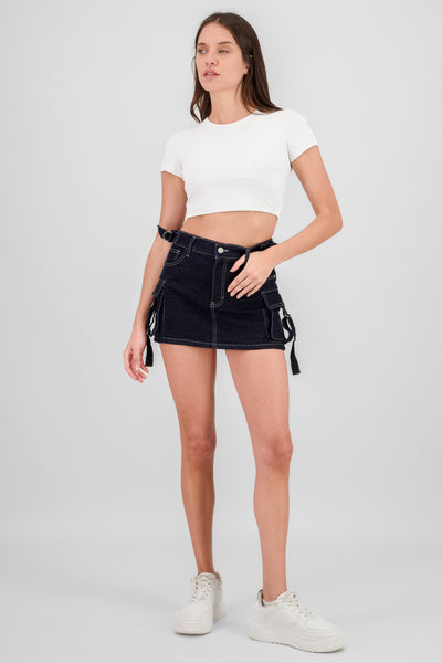 Denim Cargo Skort INDIGO