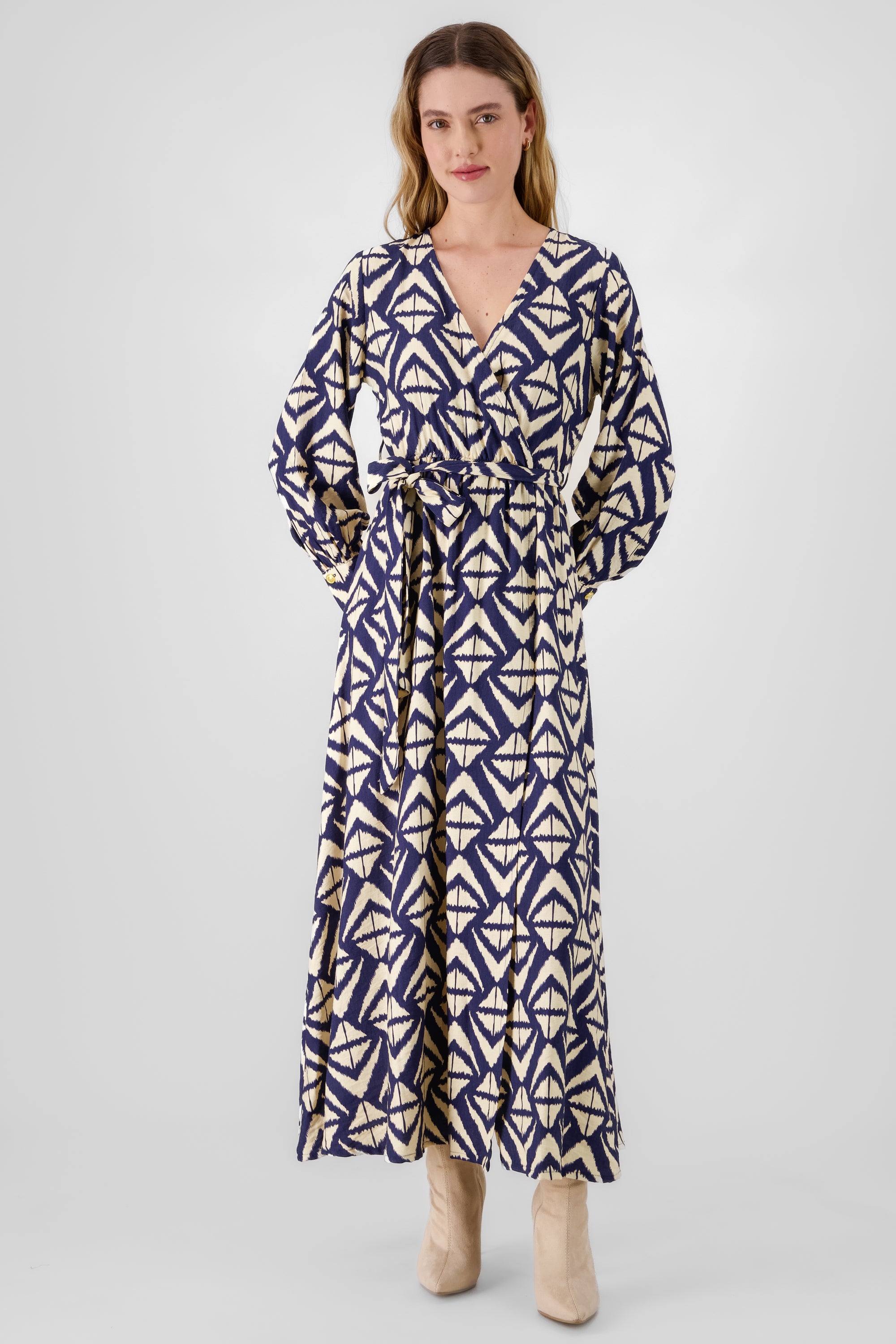 Long Sleeve Maxi Dress NAVY COMBO