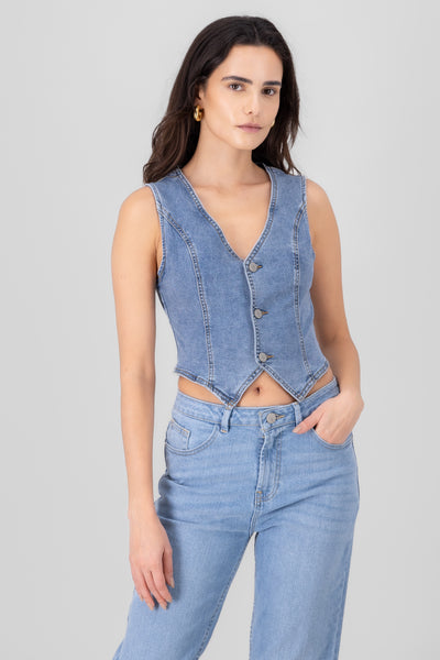 Denim Tailored Vest MEDIUM WASH