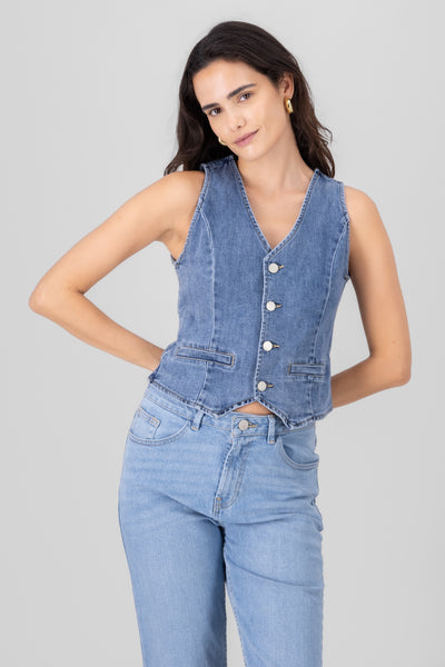 Tailored Denim Vest LIGHT WASH