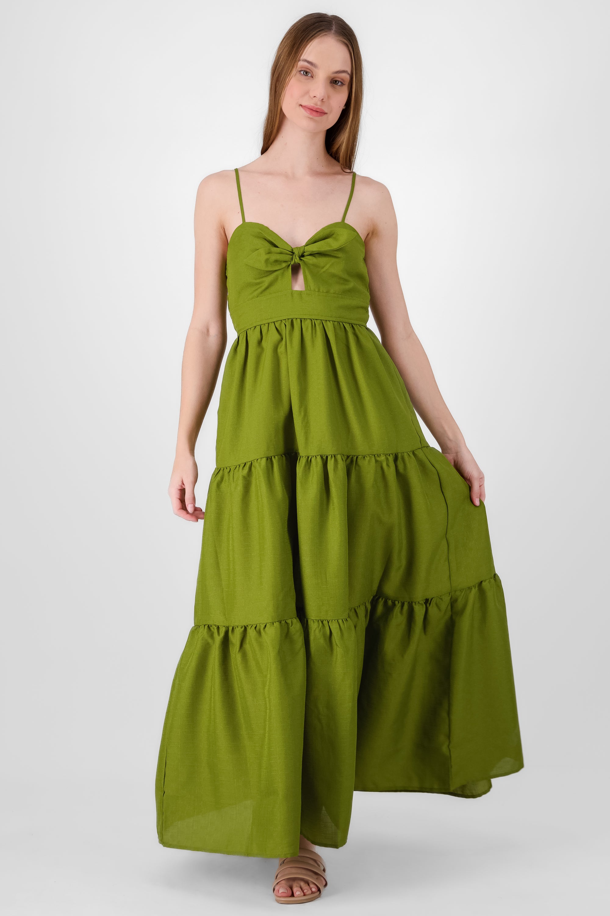 Solid Strappy Maxi Dress OLIVE