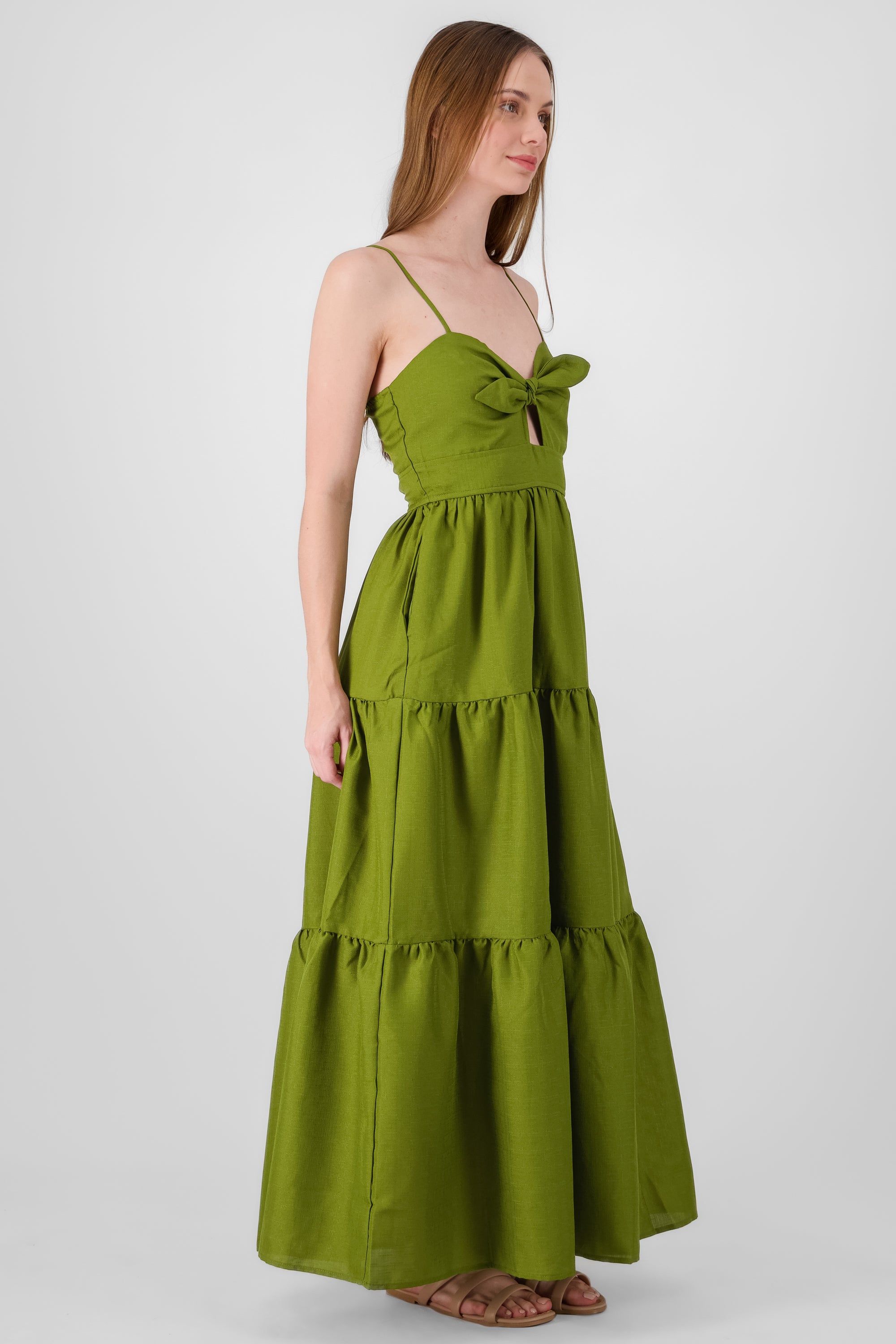 Solid Strappy Maxi Dress OLIVE