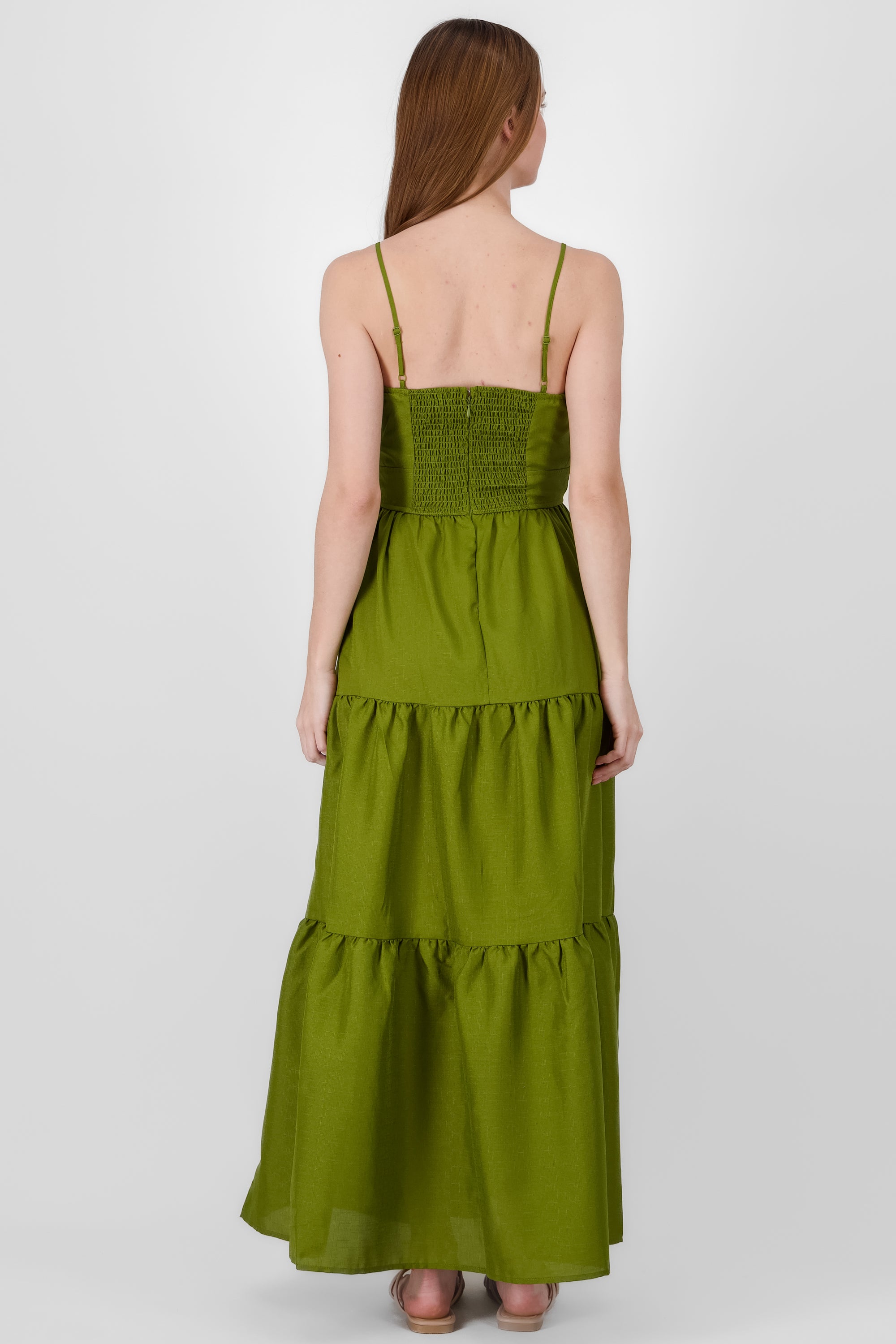 Solid Strappy Maxi Dress OLIVE