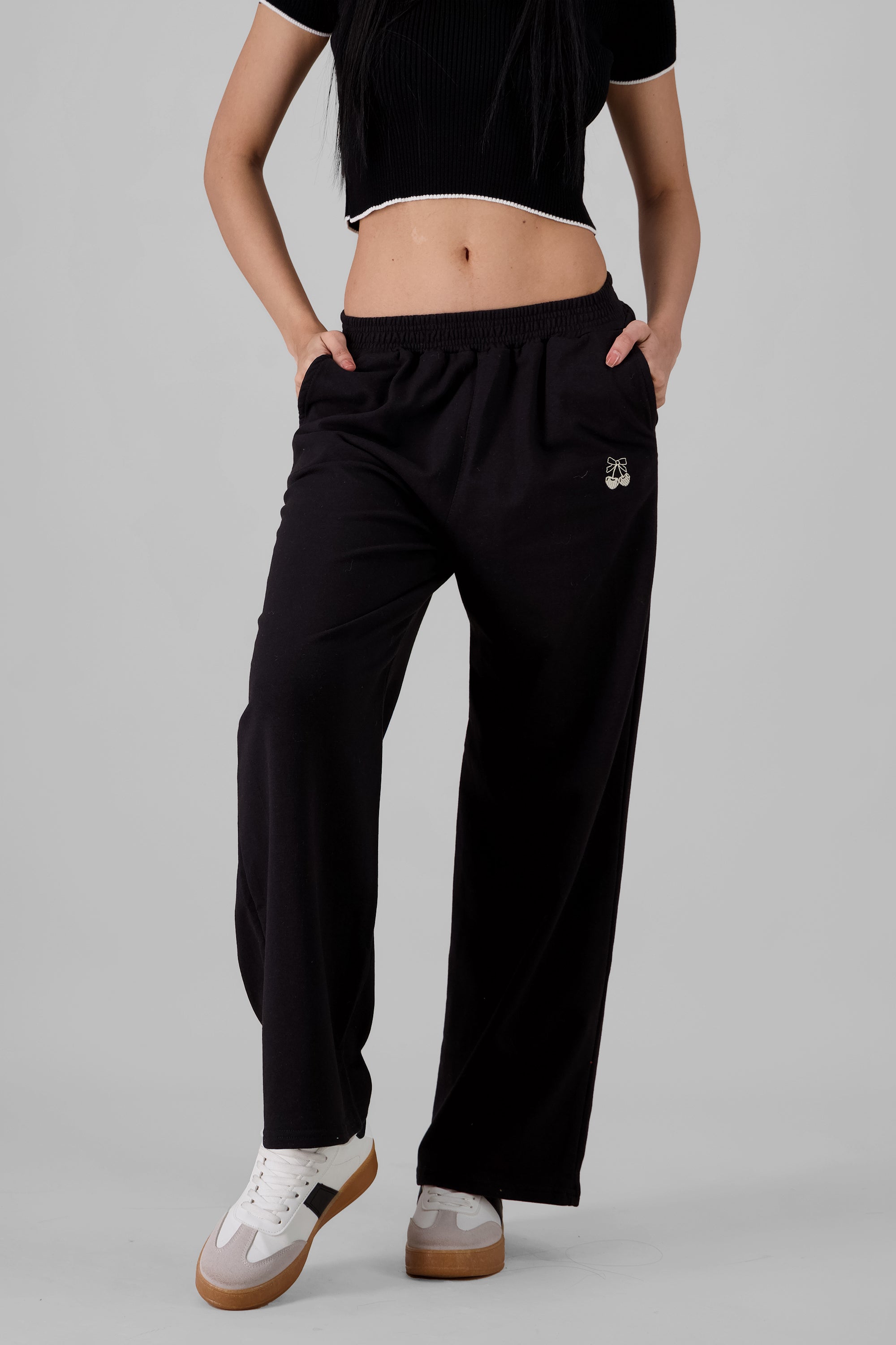 Cherry Flared Joggers BLACK