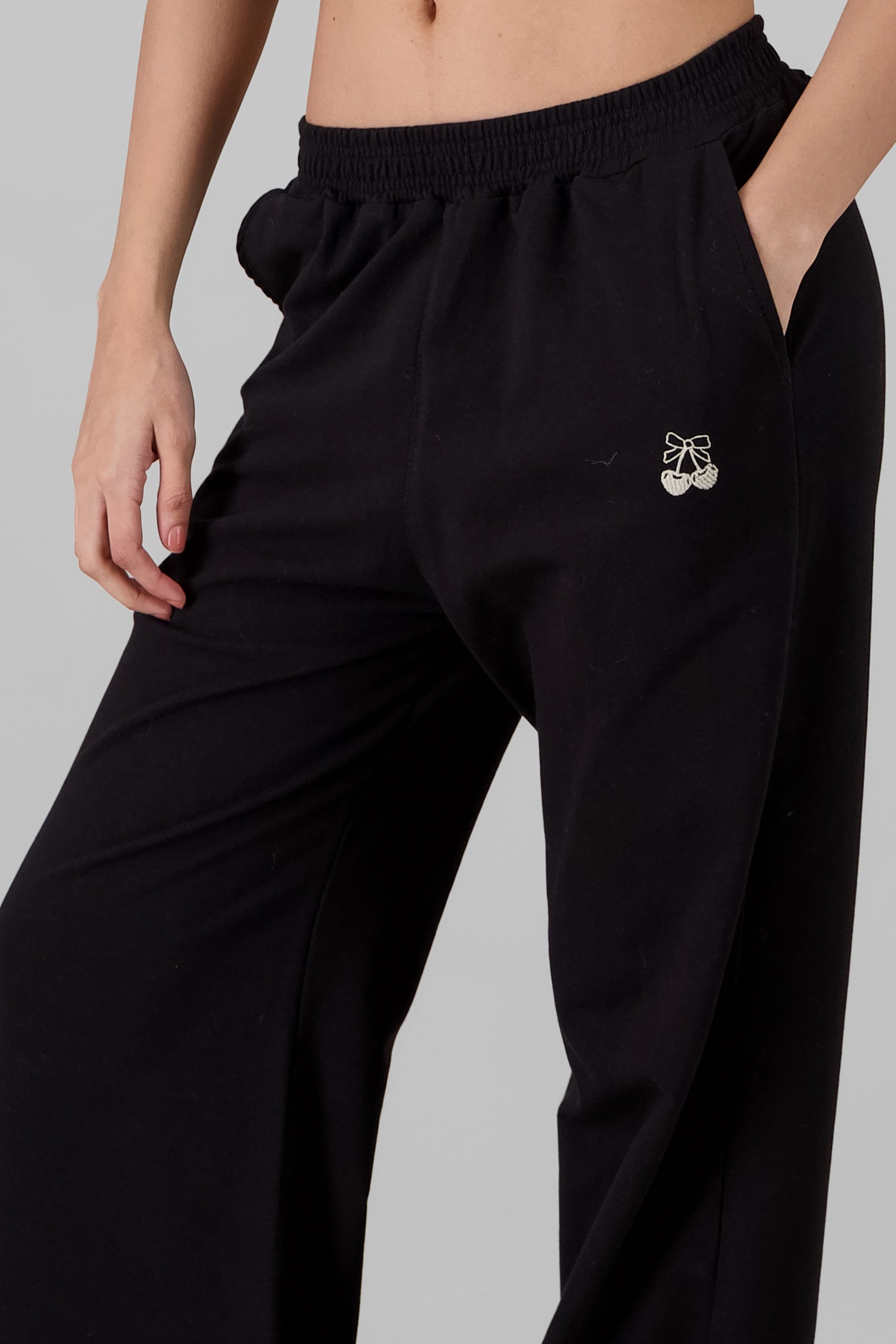 Cherry Flared Joggers BLACK