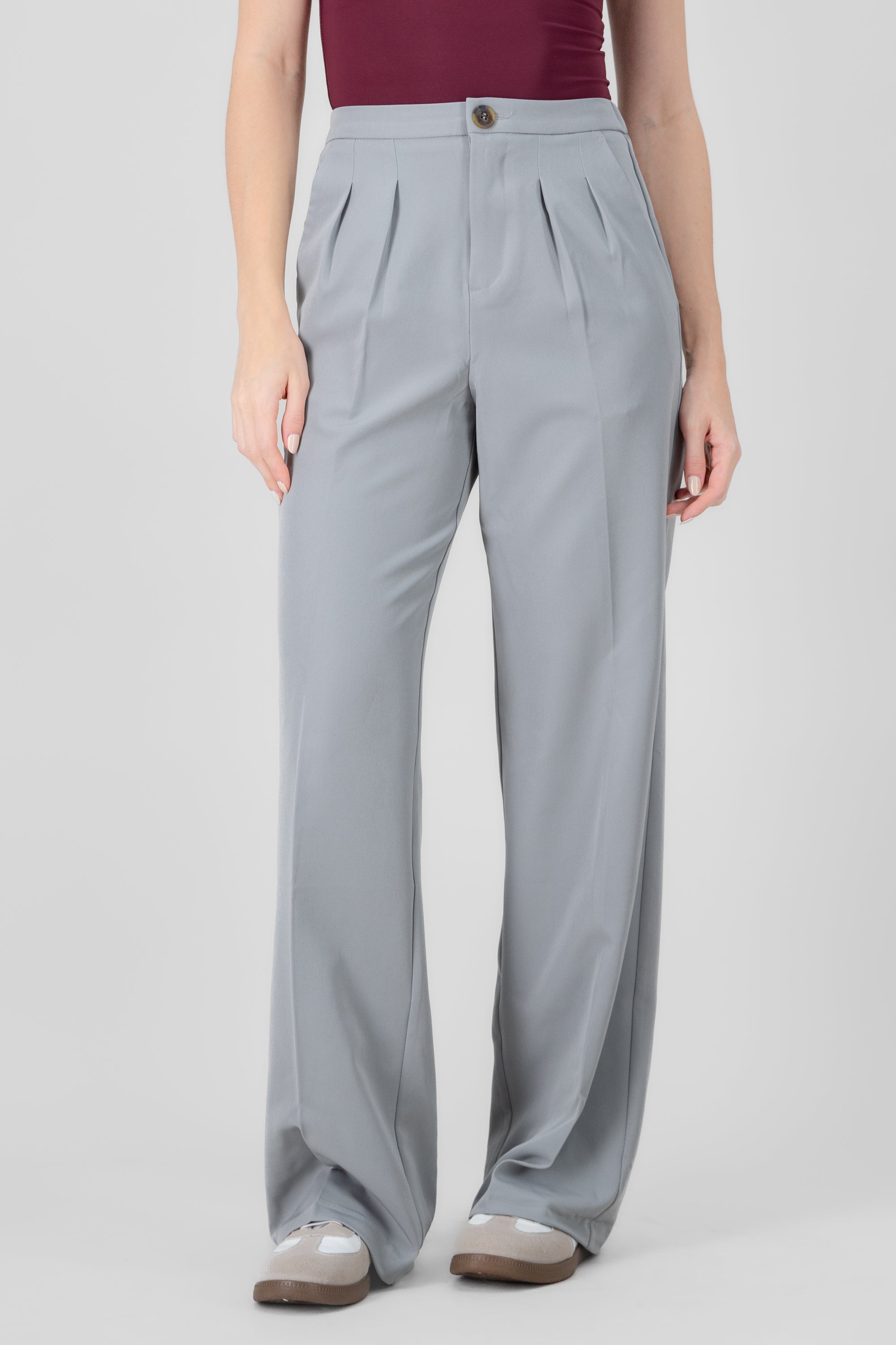 Plain Straight Leg Pants GRAY