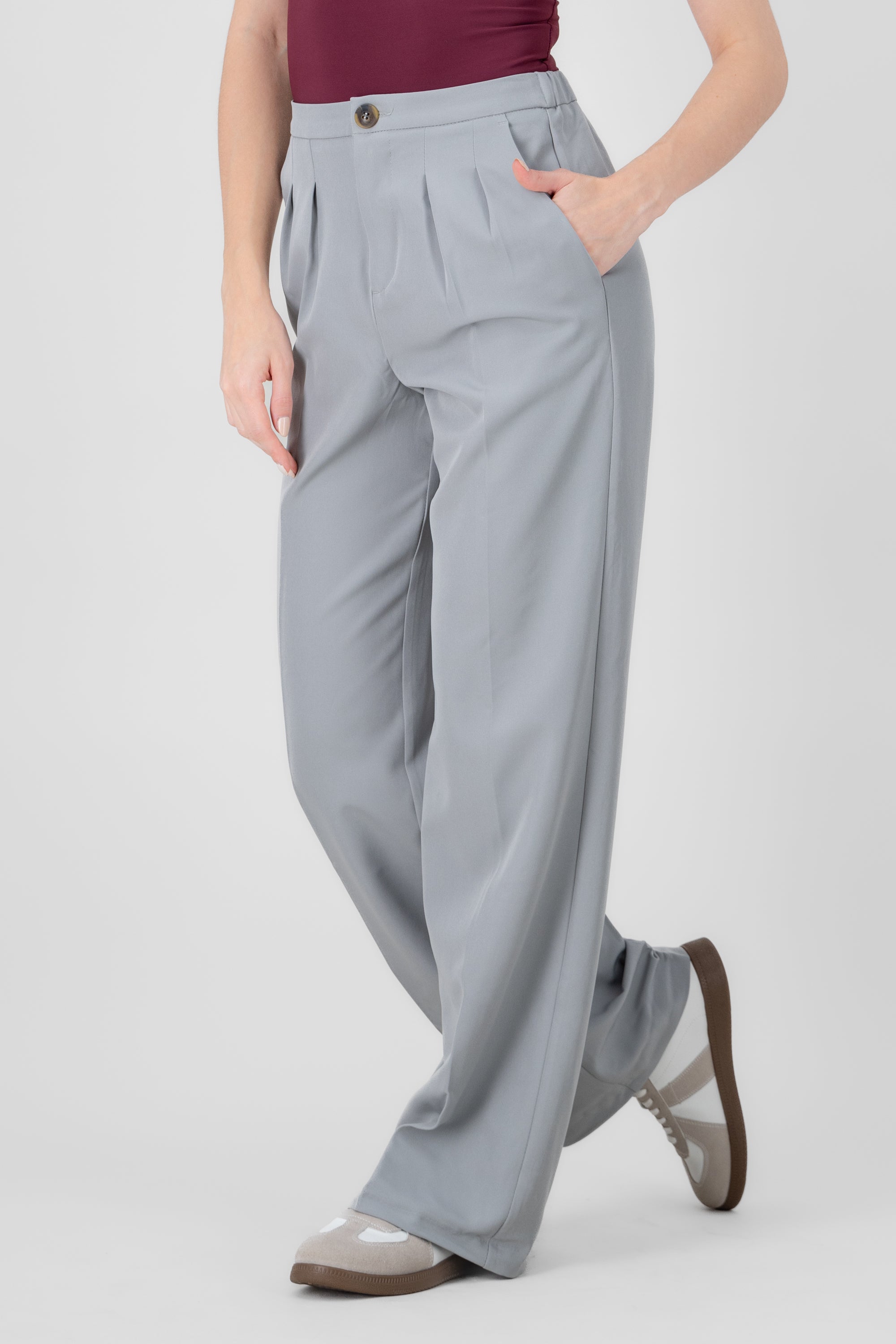 Plain Straight Leg Pants GRAY