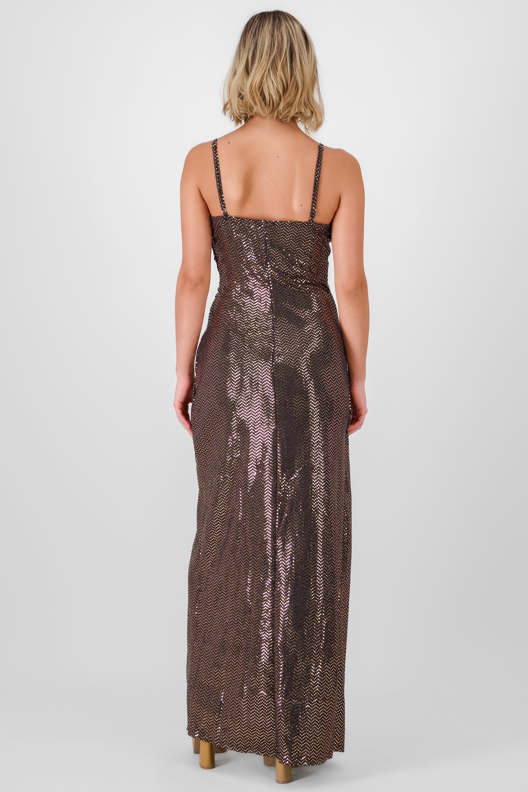 Maxi Draped Sequin Dress BLACK COMBO