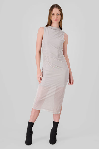 Ruched Midi Dress SILVER