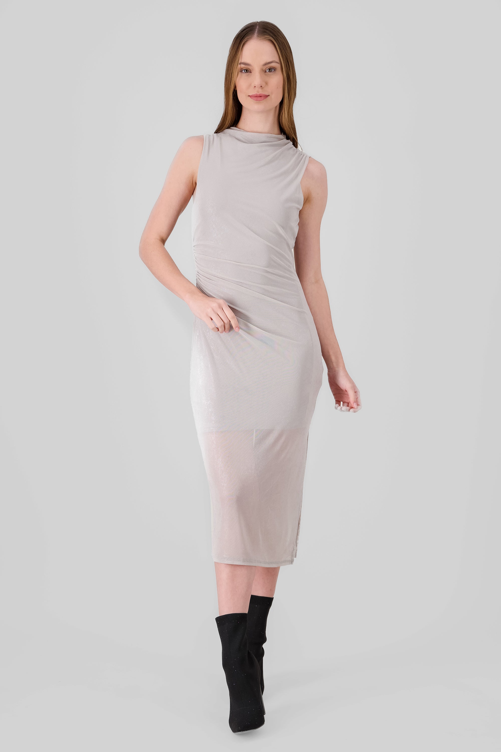 Ruched Midi Dress SILVER