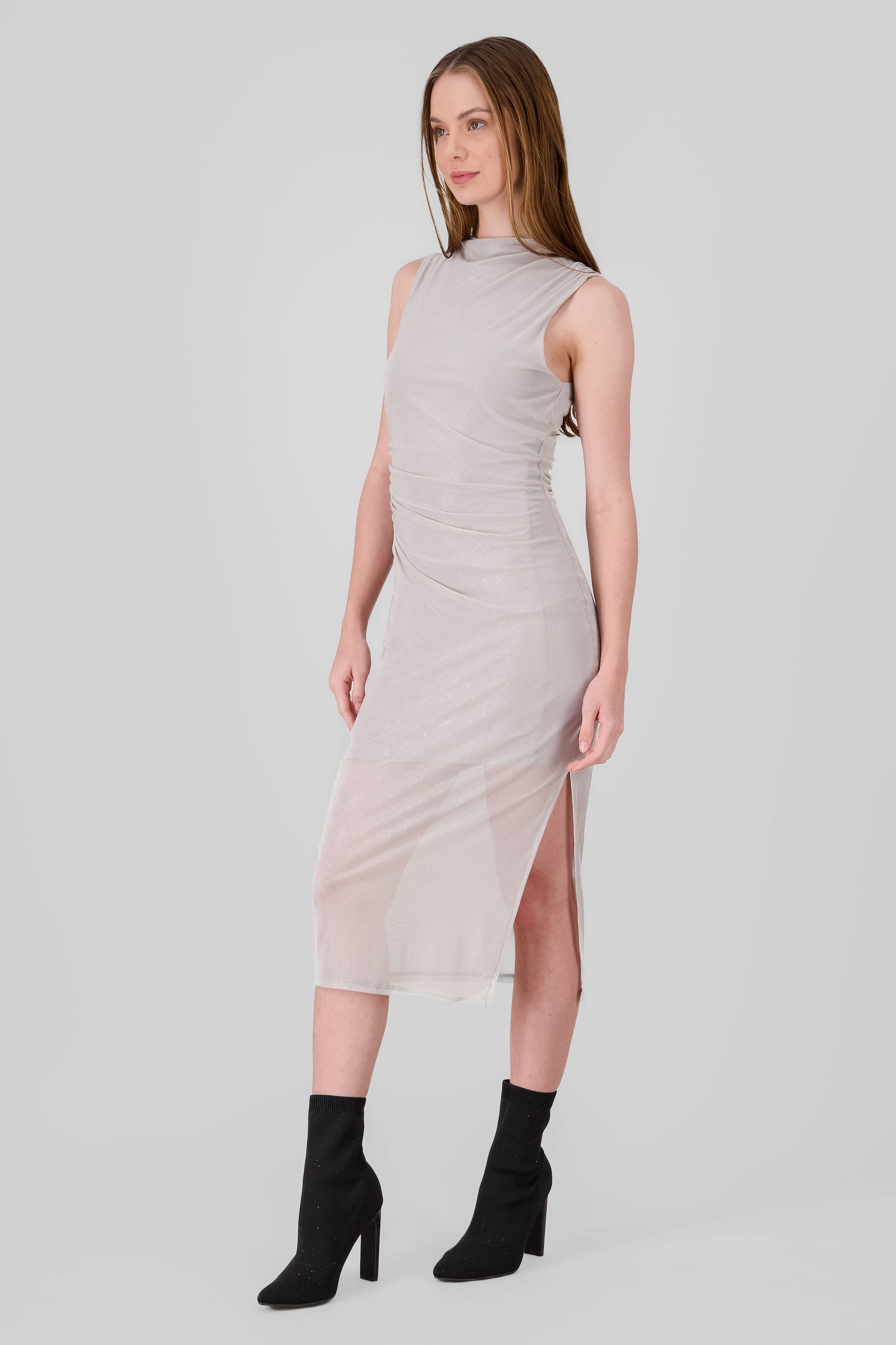 Ruched Midi Dress SILVER