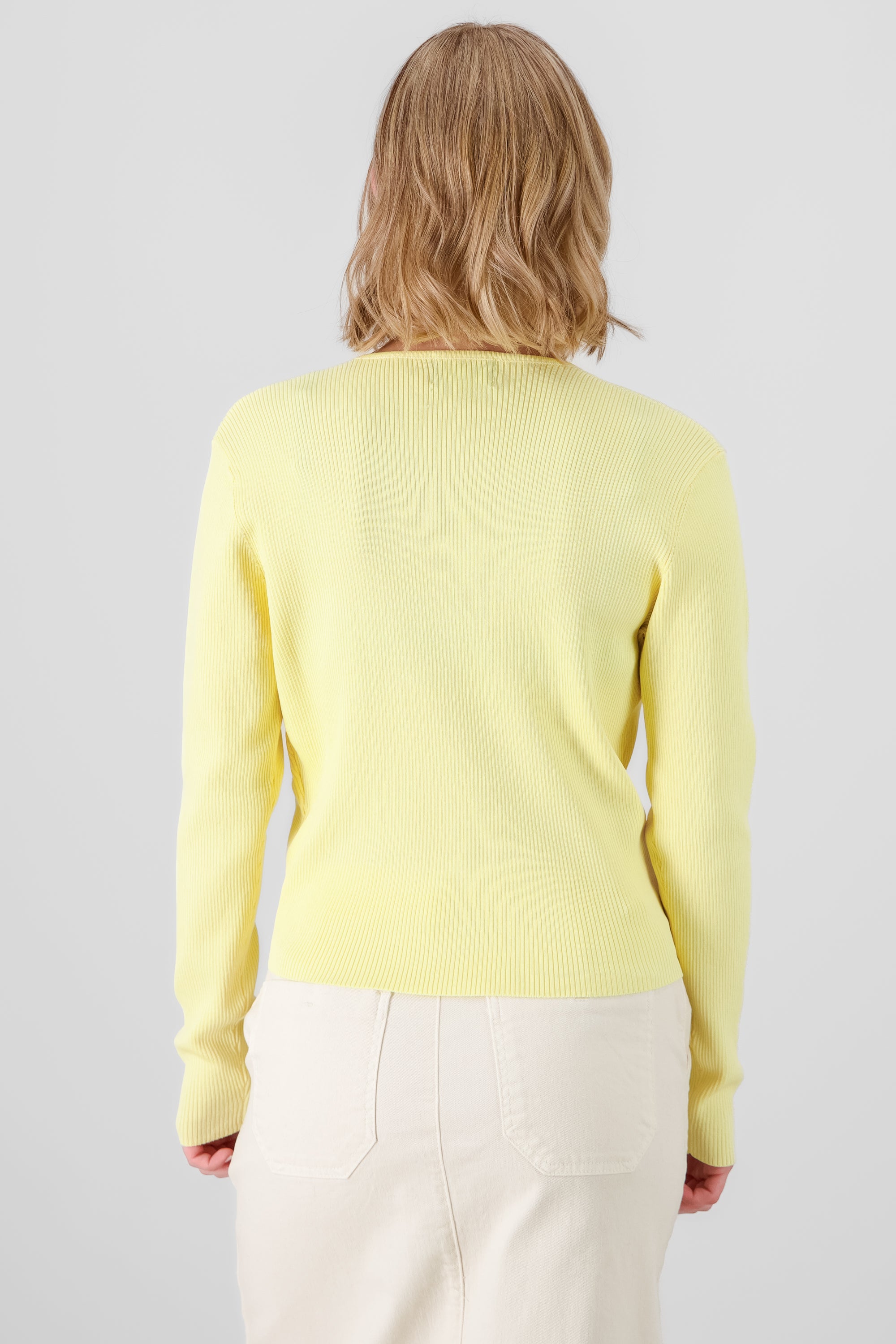 Solid Sweater with Buttons PASTEL YELLOW