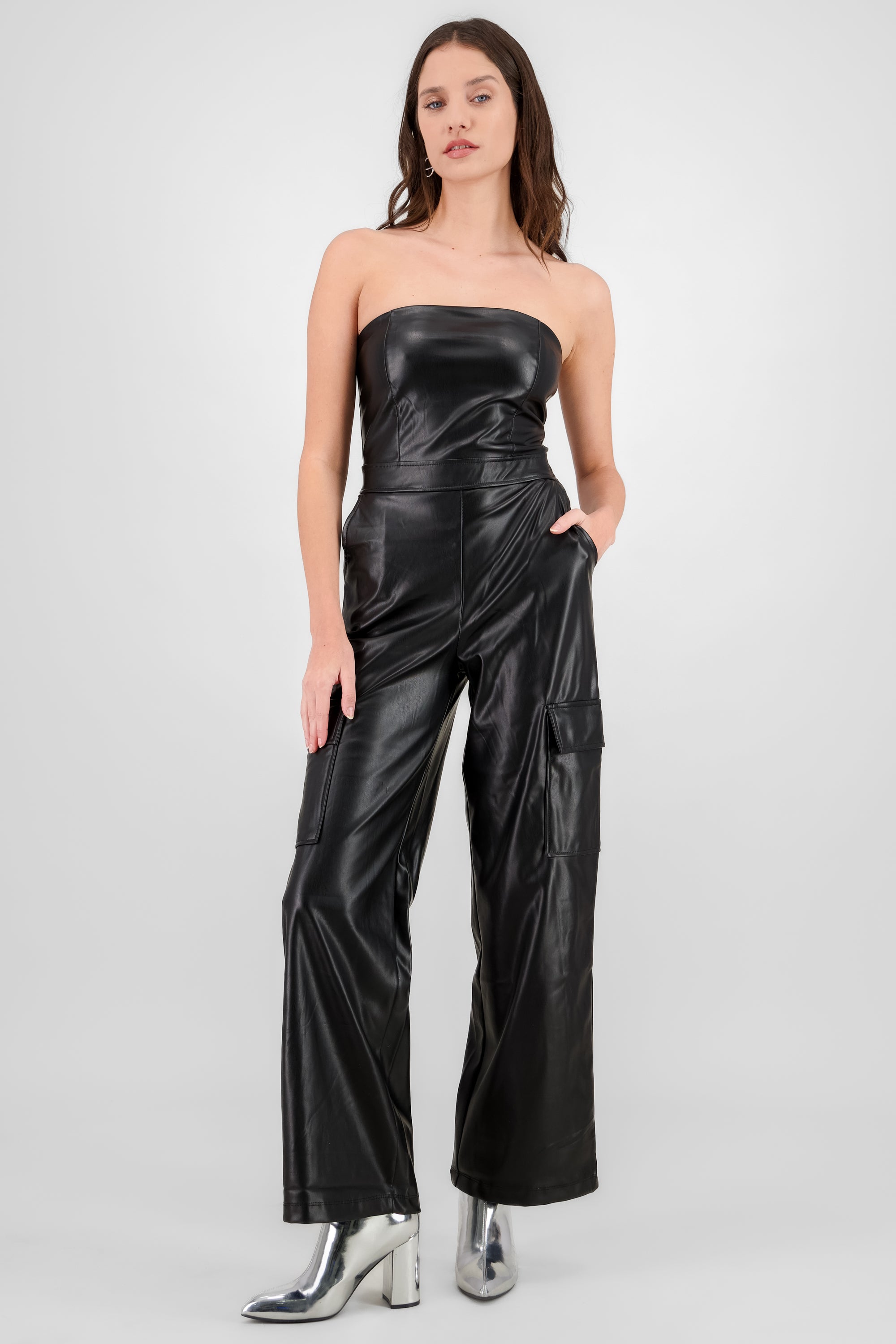 Solid Cargo Jumpsuit BLACK