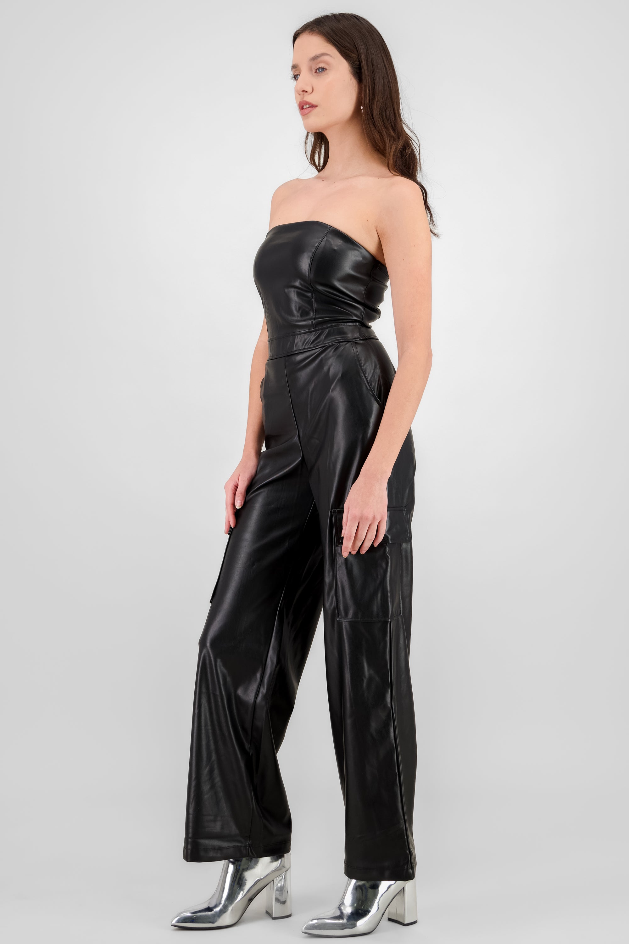 Solid Cargo Jumpsuit BLACK