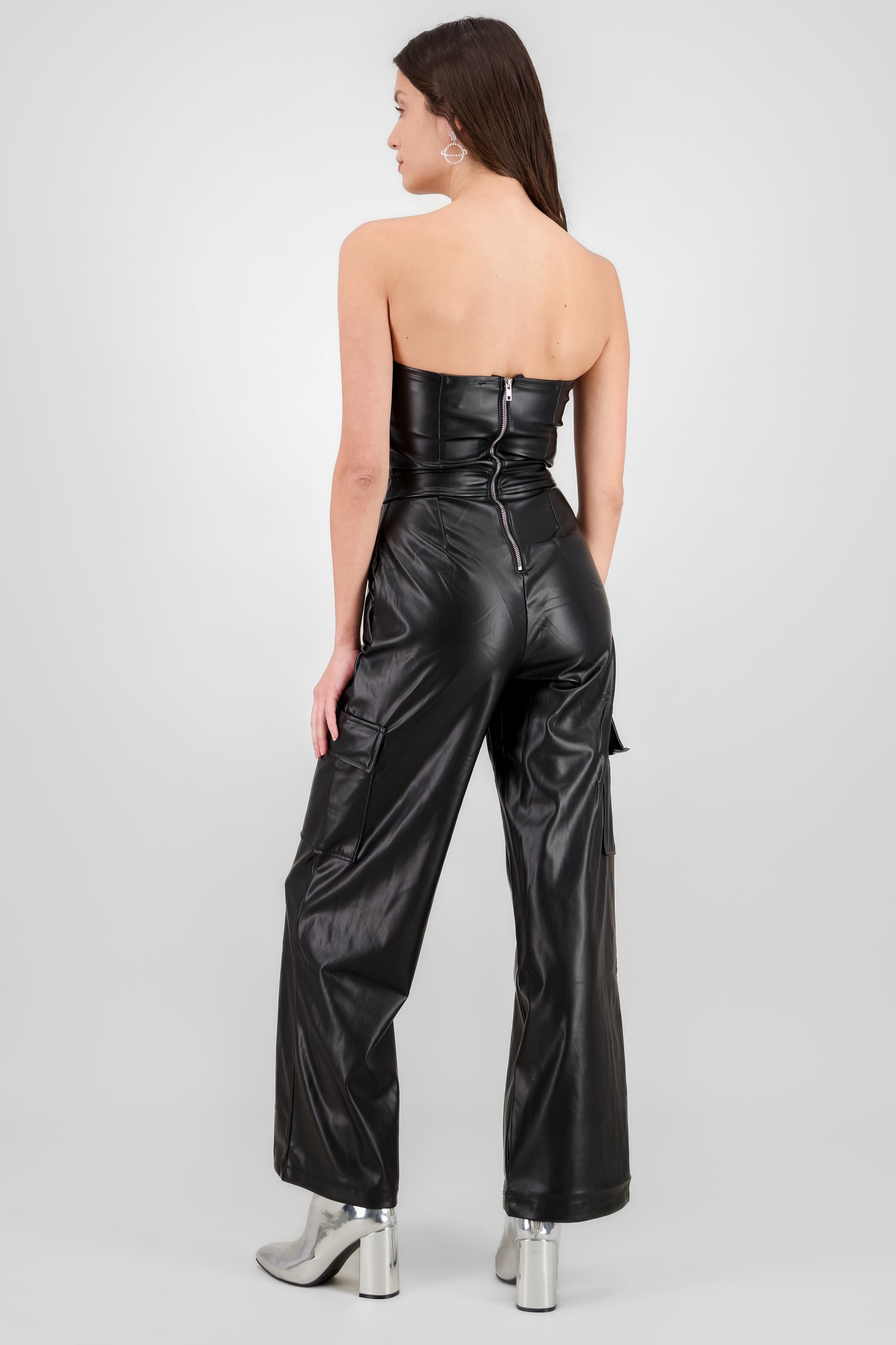 Solid Cargo Jumpsuit BLACK