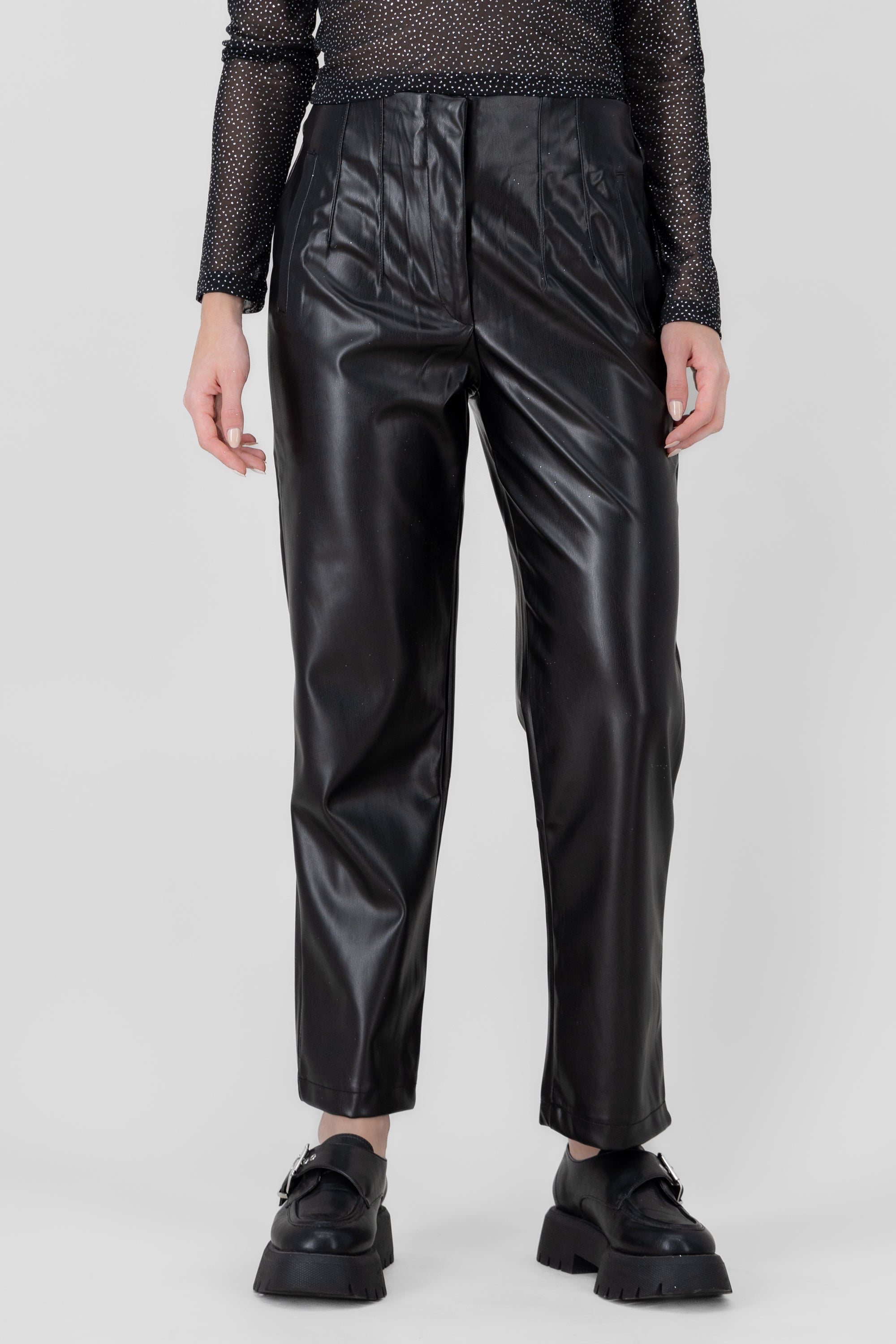 Faux Leather Pants BLACK