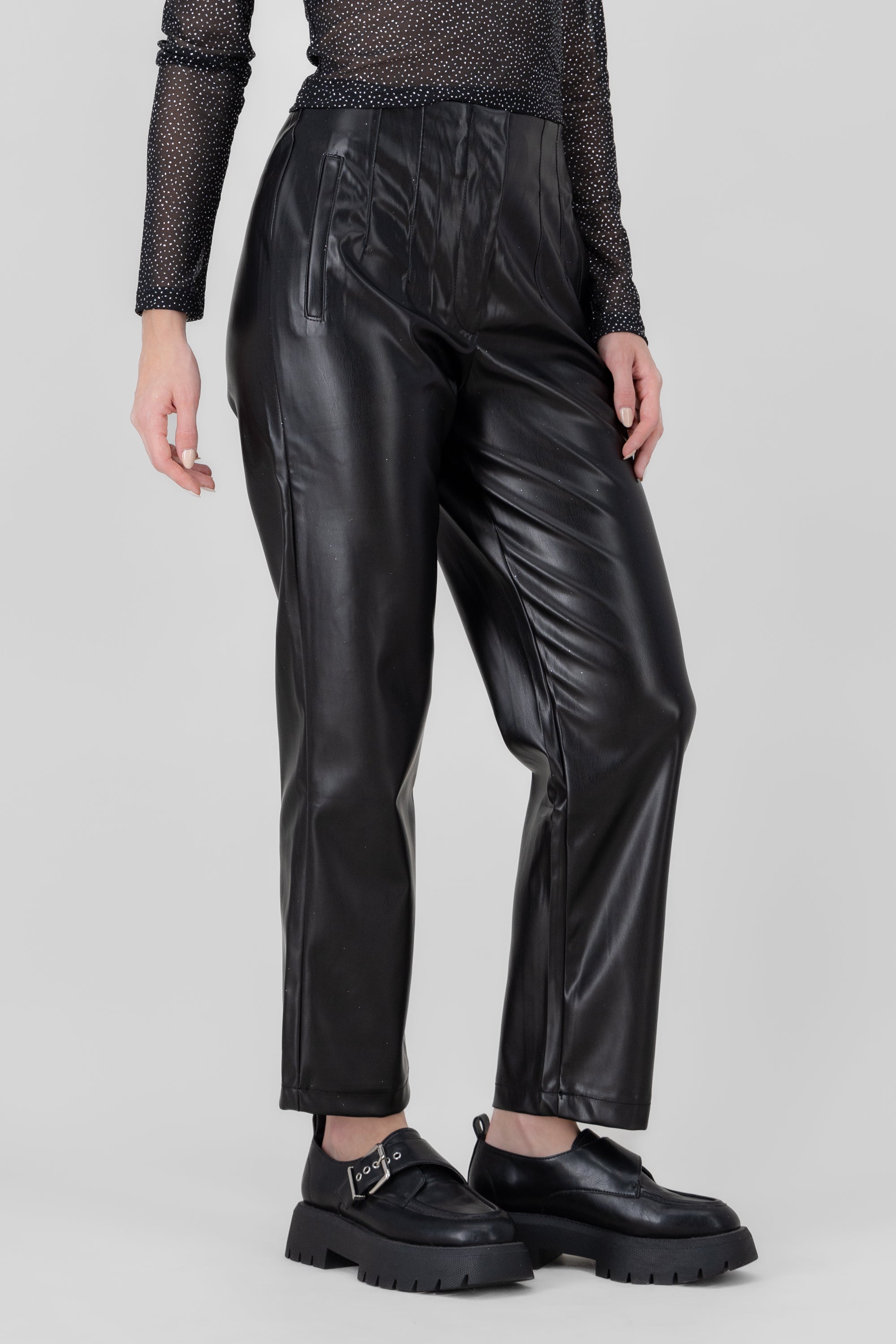 Faux Leather Pants BLACK