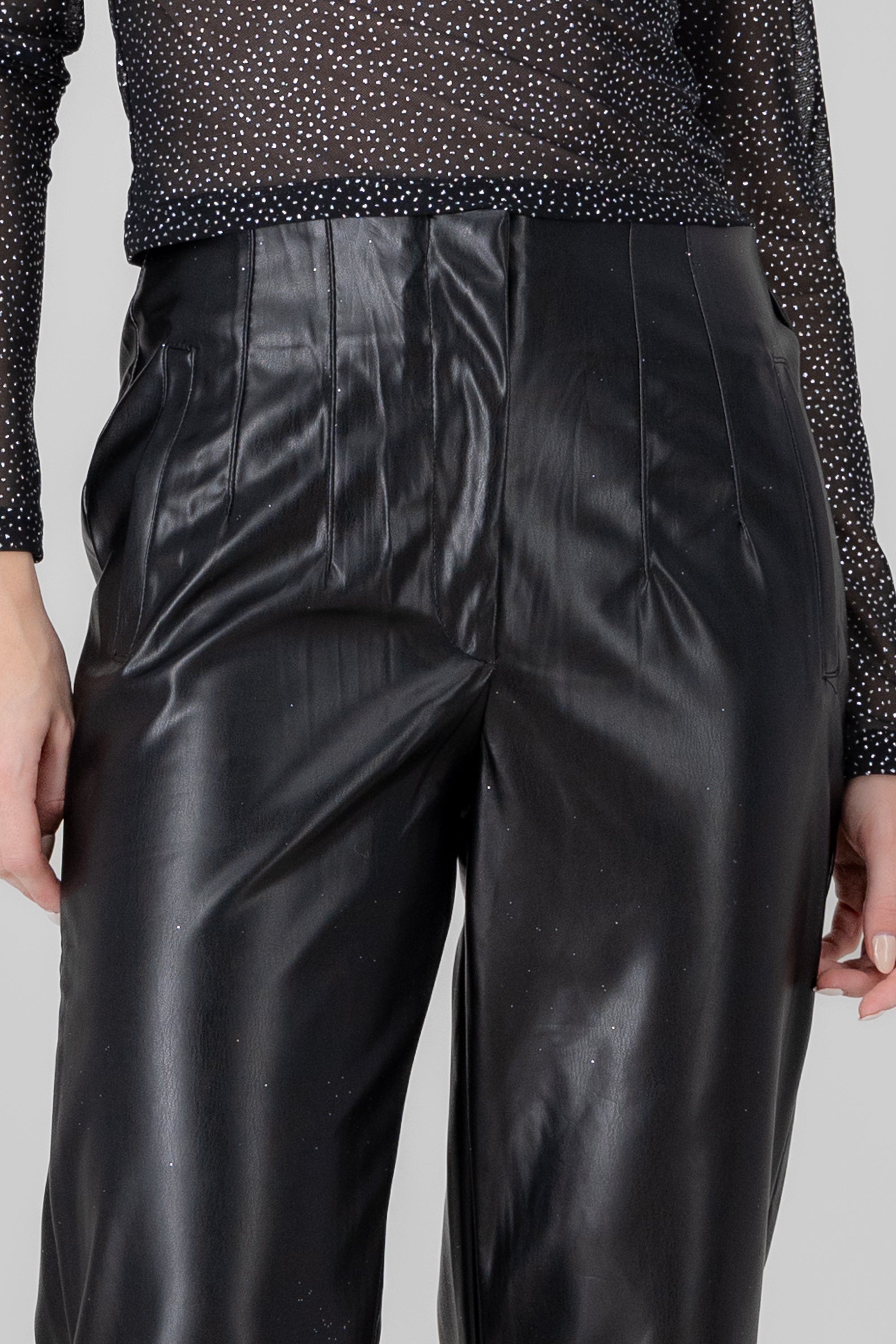 Faux Leather Pants BLACK