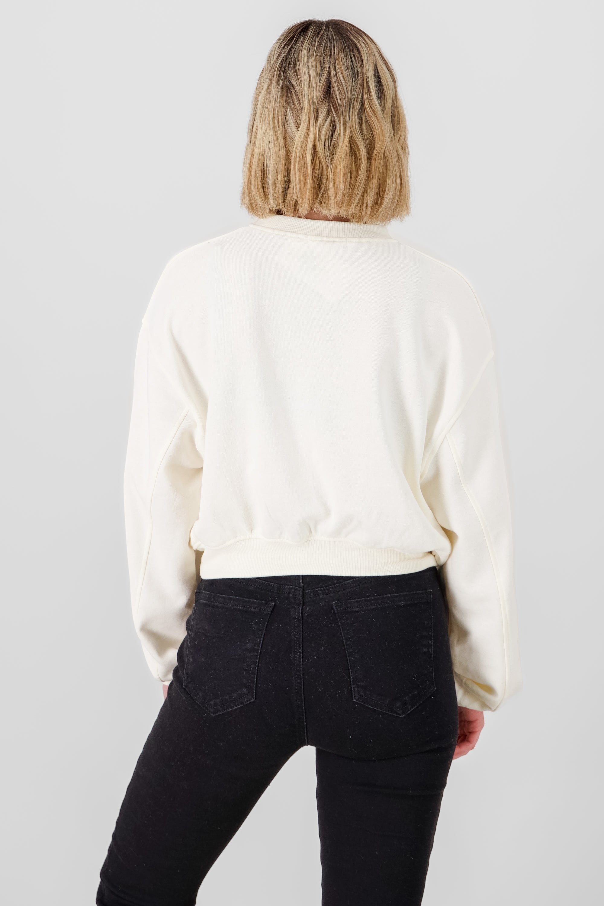 Solid Crop Sweatshirt CREAM